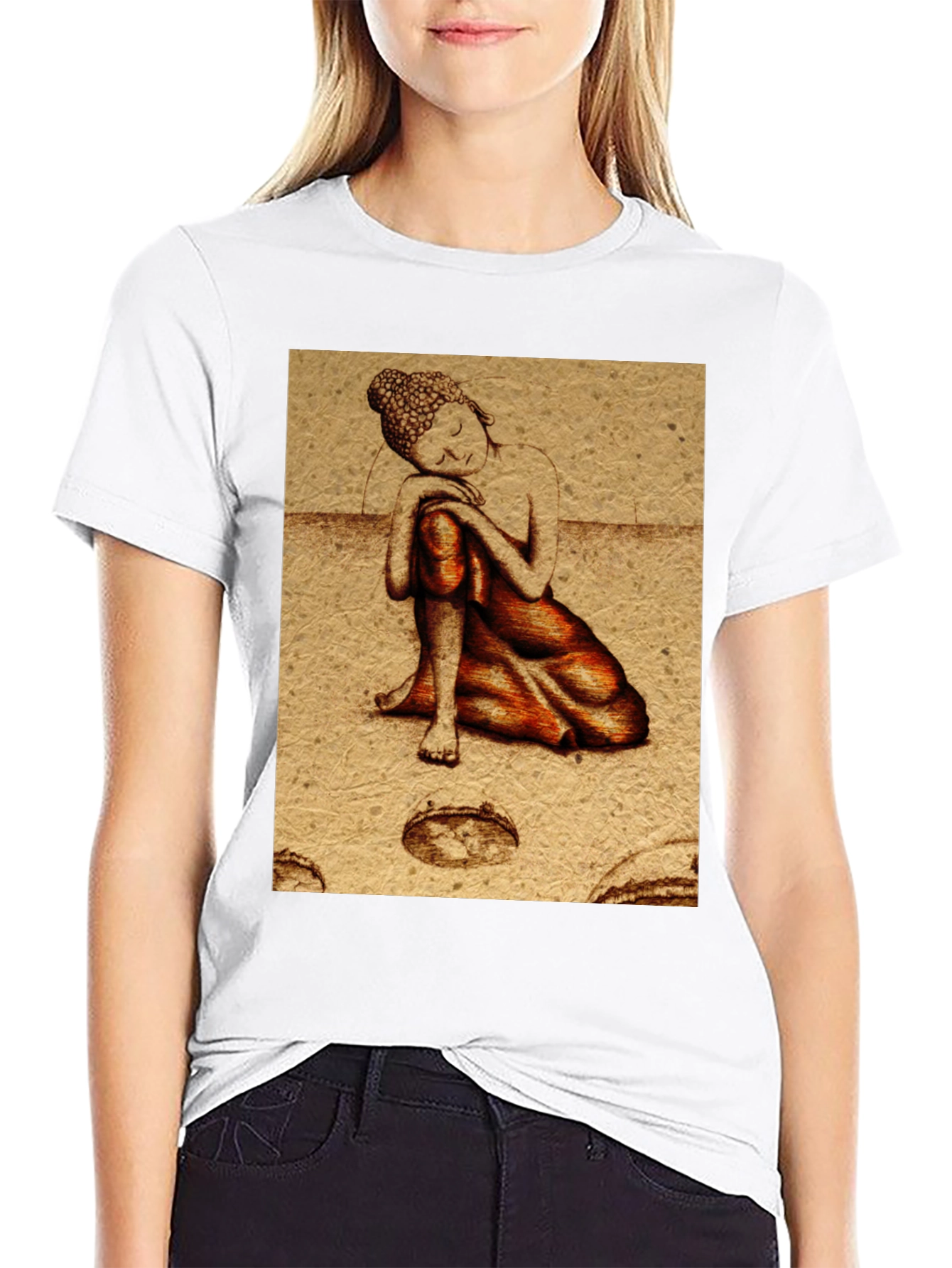 Buddha Graphic Print Black T-Shirt