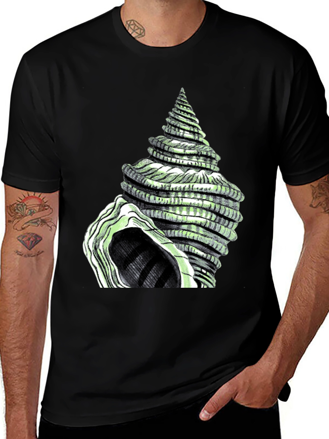 Spiral Shell Graphic Tee - Unique Sea Life Design