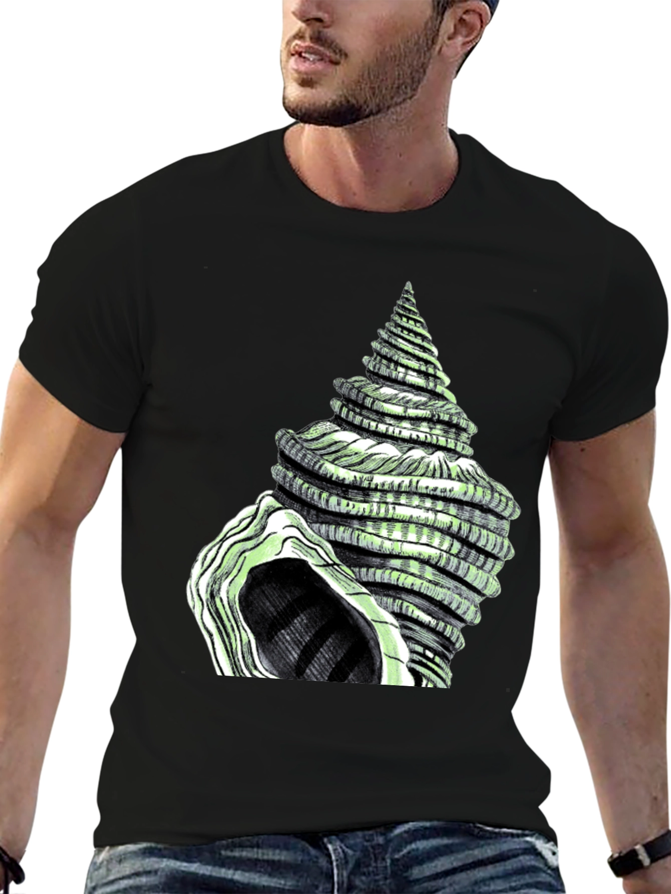 Spiral Shell Graphic Tee - Unique Sea Life Design