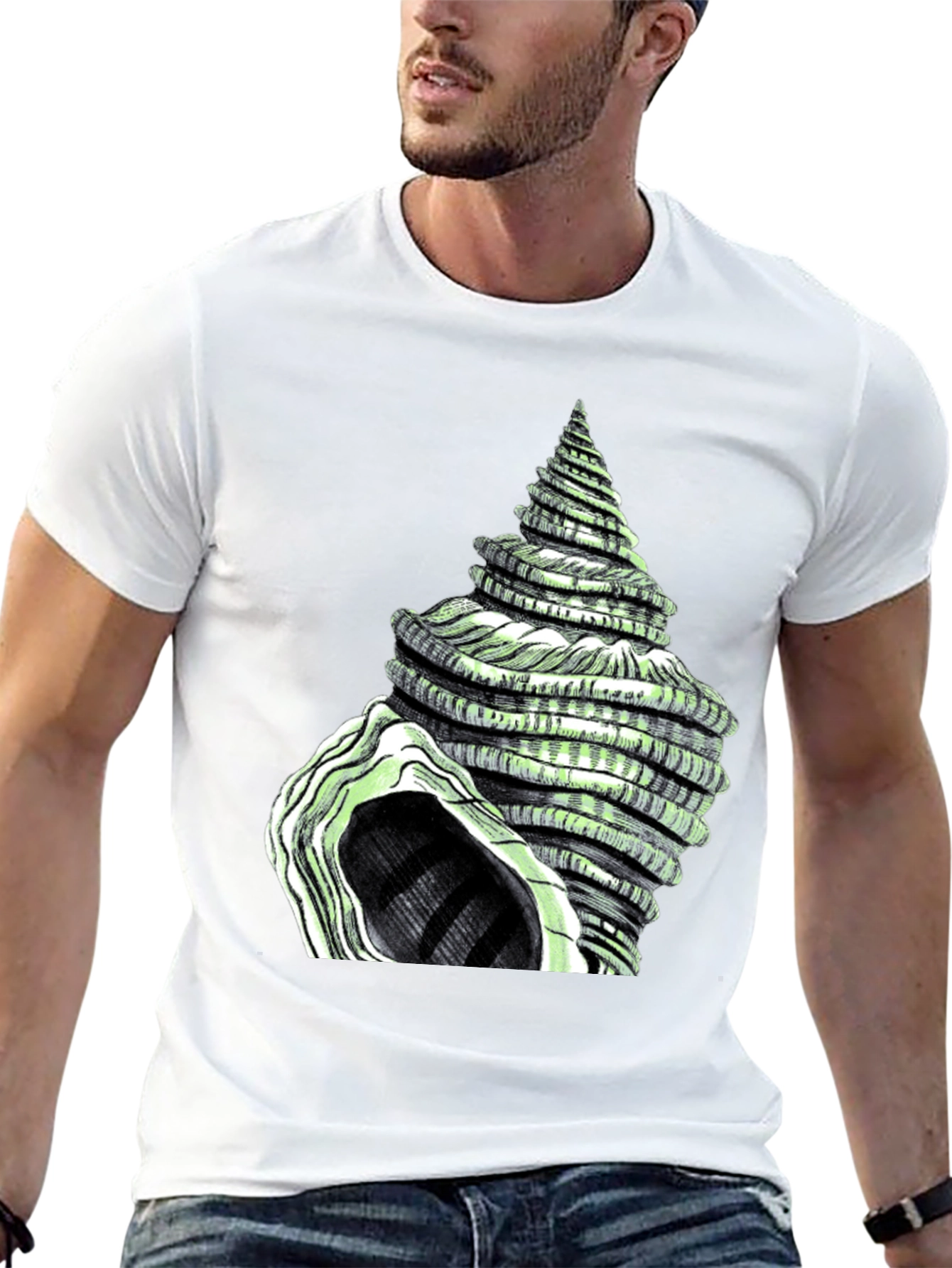 Spiral Shell Graphic Tee - Unique Sea Life Design