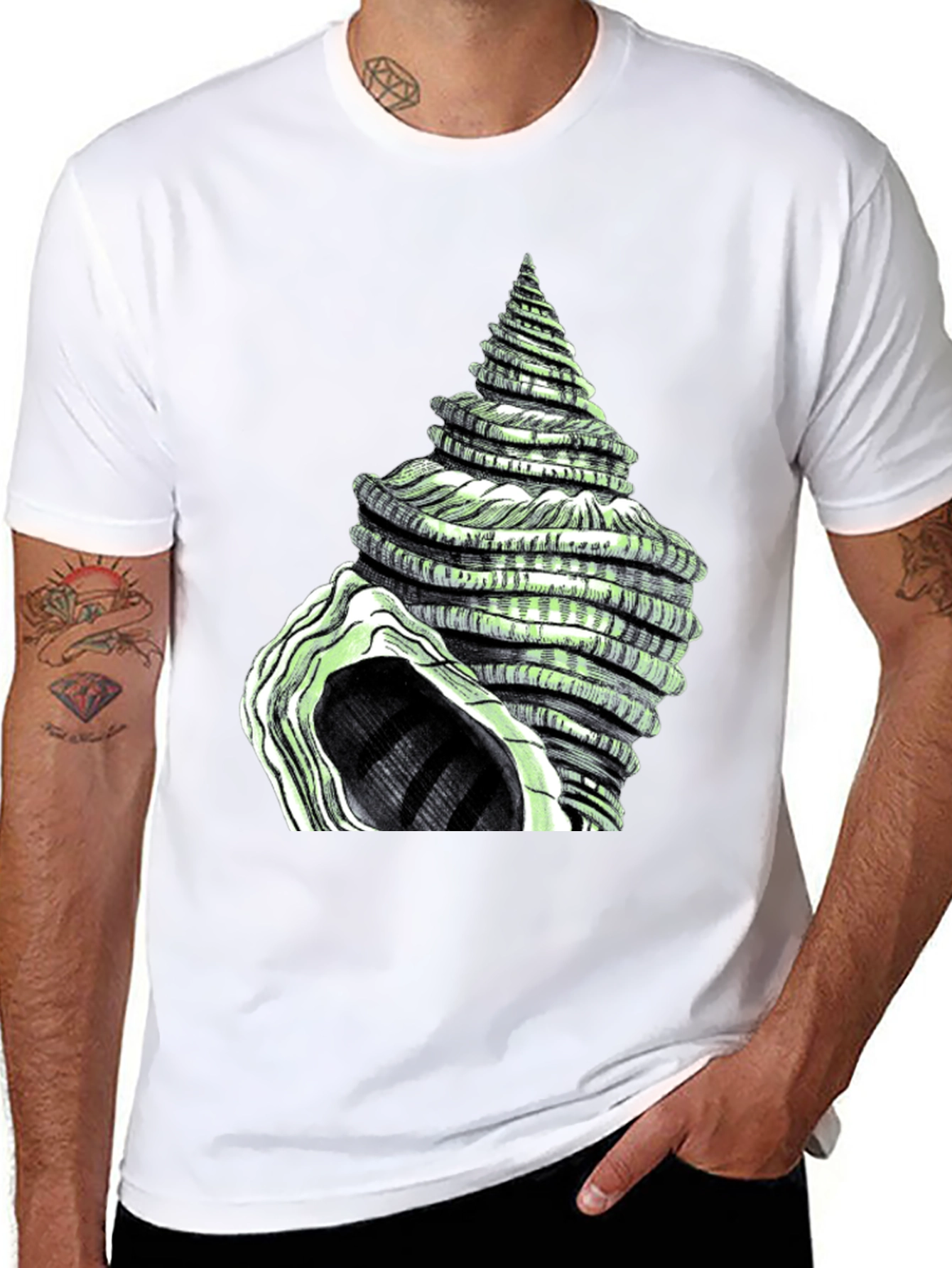Spiral Shell Graphic Tee - Unique Sea Life Design