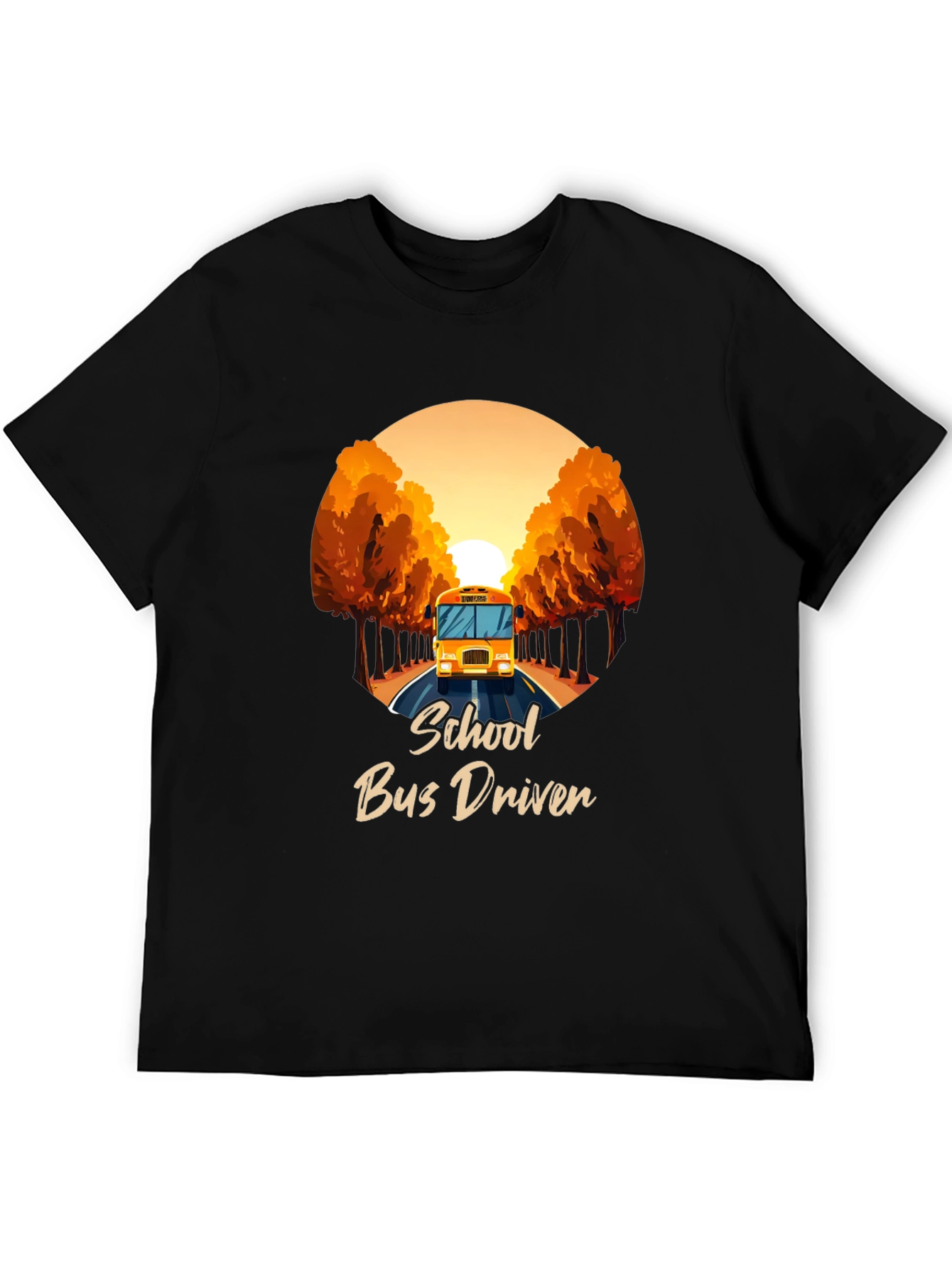 School Bus Driver Graphic Tee - Black Cotton T-Shirt