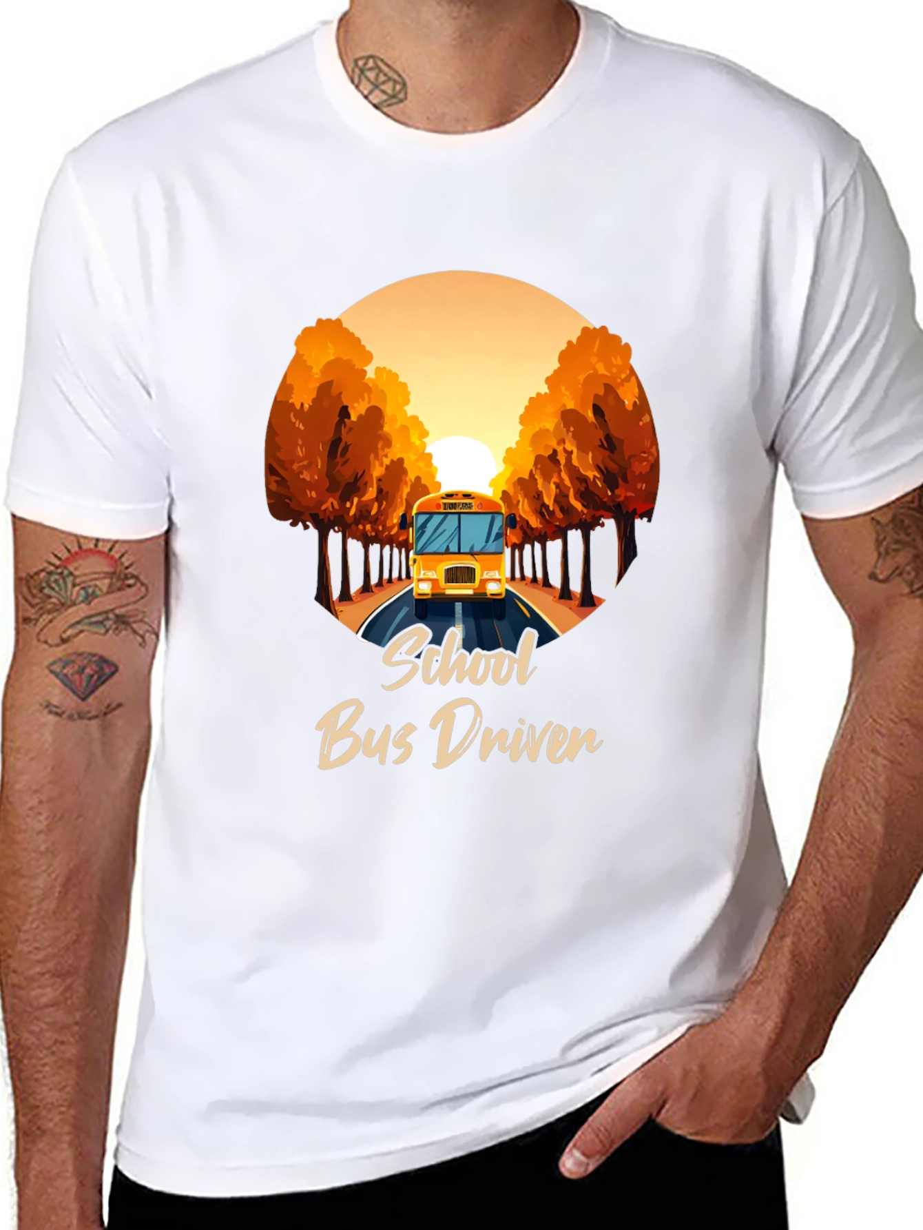 School Bus Driver Graphic Tee - Black Cotton T-Shirt