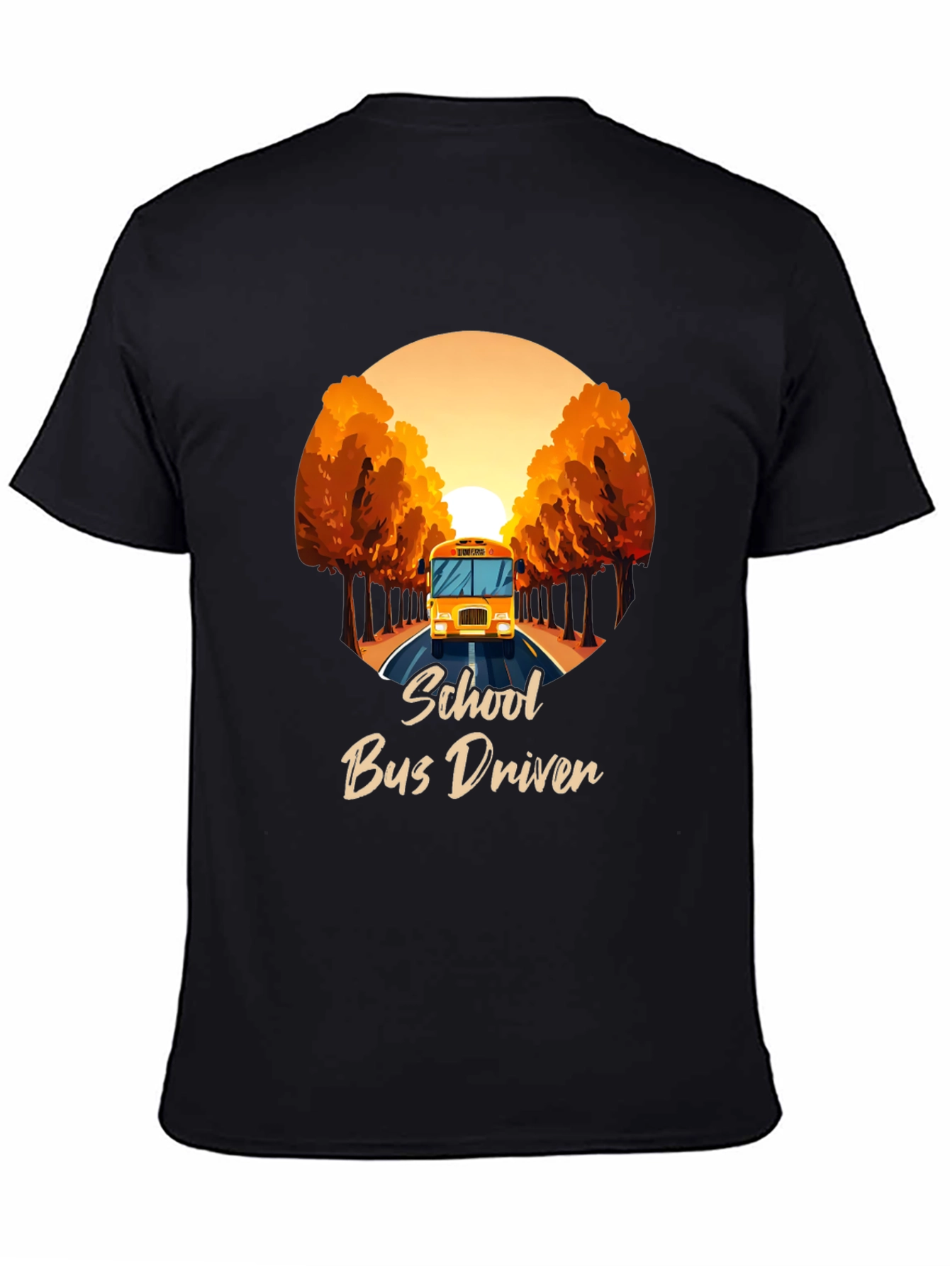 School Bus Driver Graphic Tee - Black Cotton T-Shirt