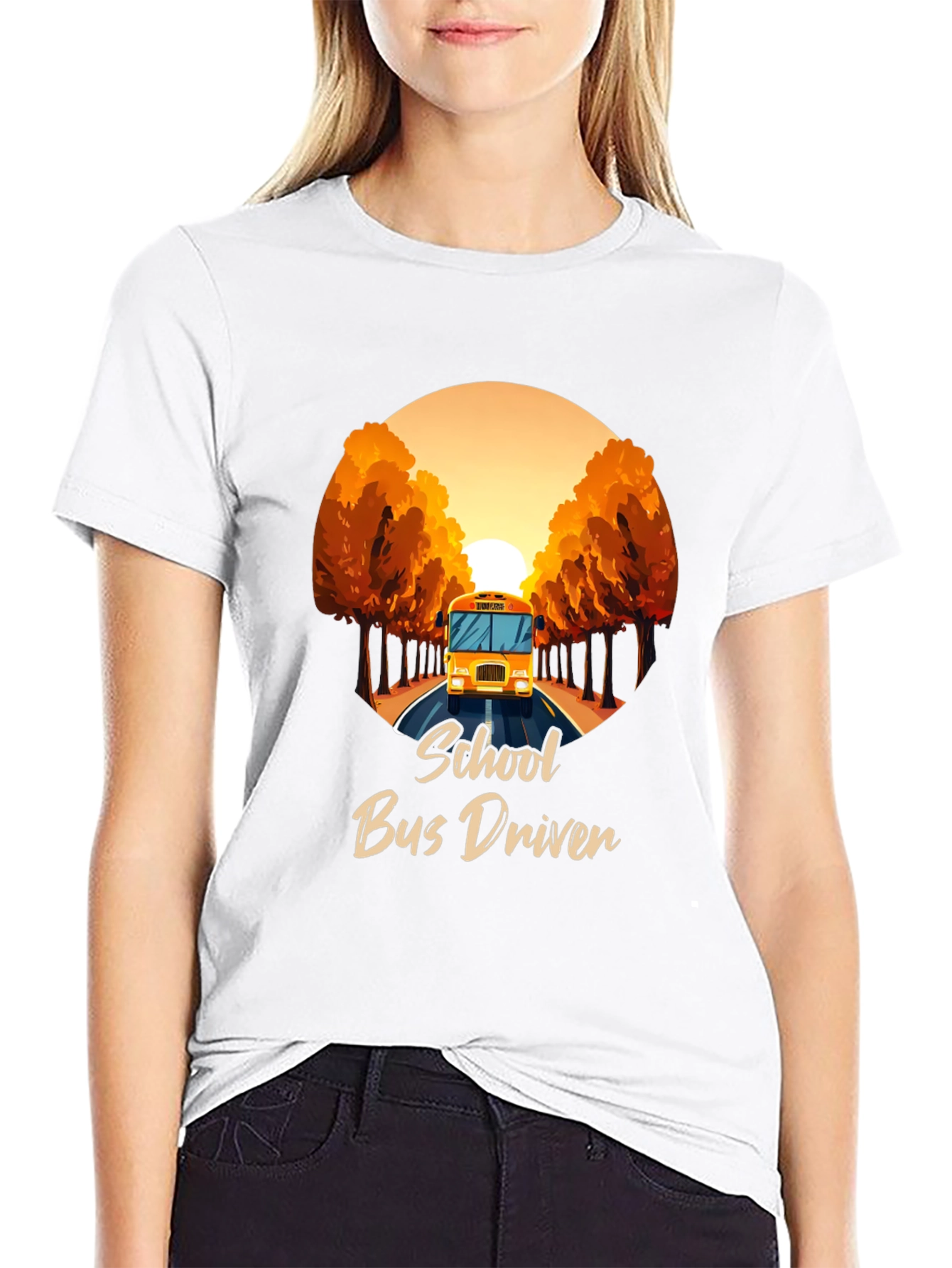 School Bus Driver Graphic Tee - Black Cotton T-Shirt