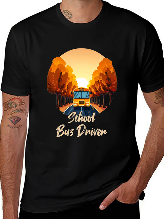 School Bus Driver Graphic Tee - Black Cotton T-Shirt