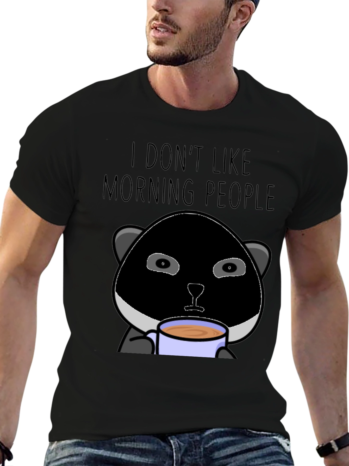 I Dont Like Morning People Panda Graphic T-Shirt
