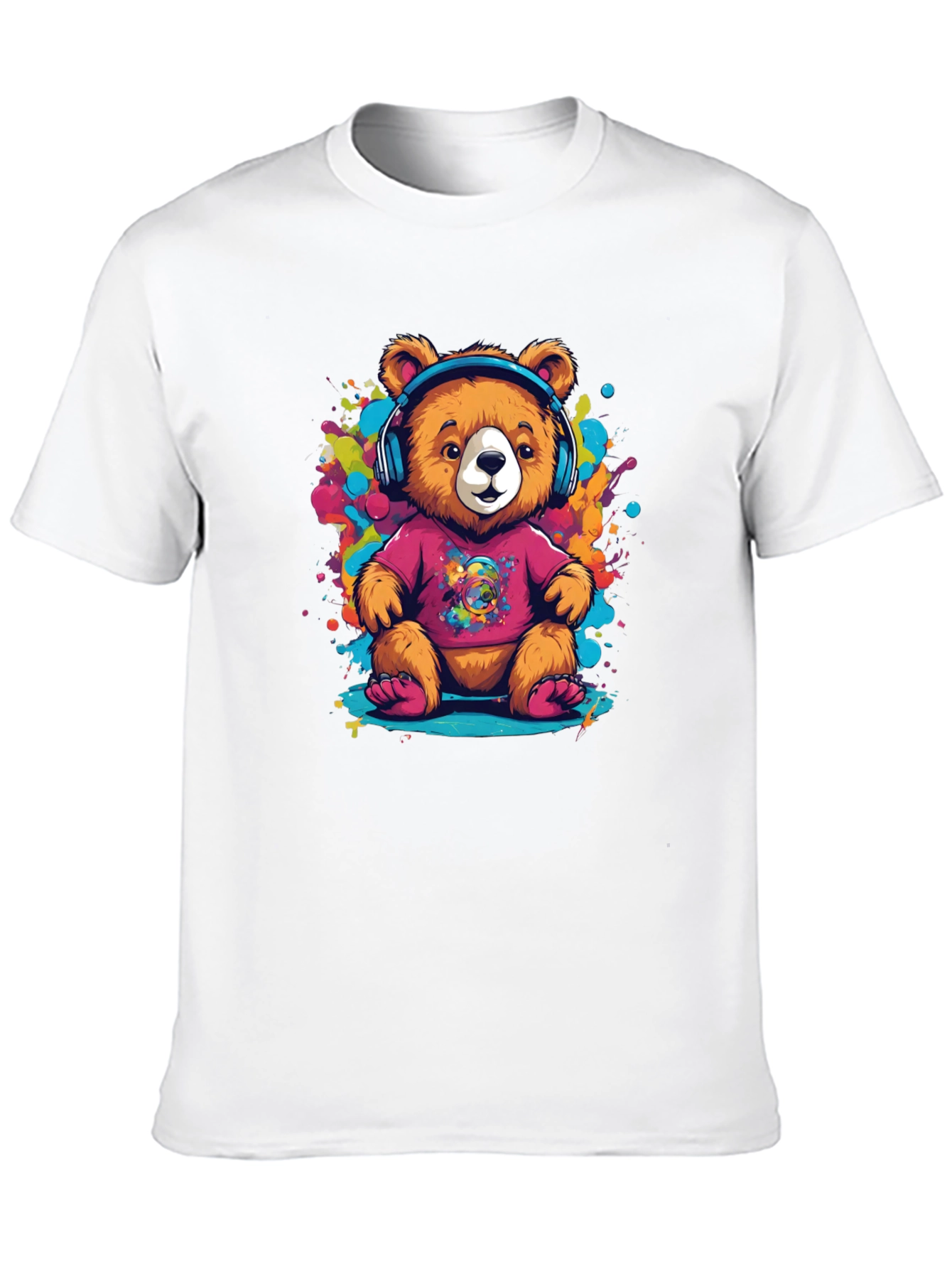 Cool Bear in Headphones Graphic Tee