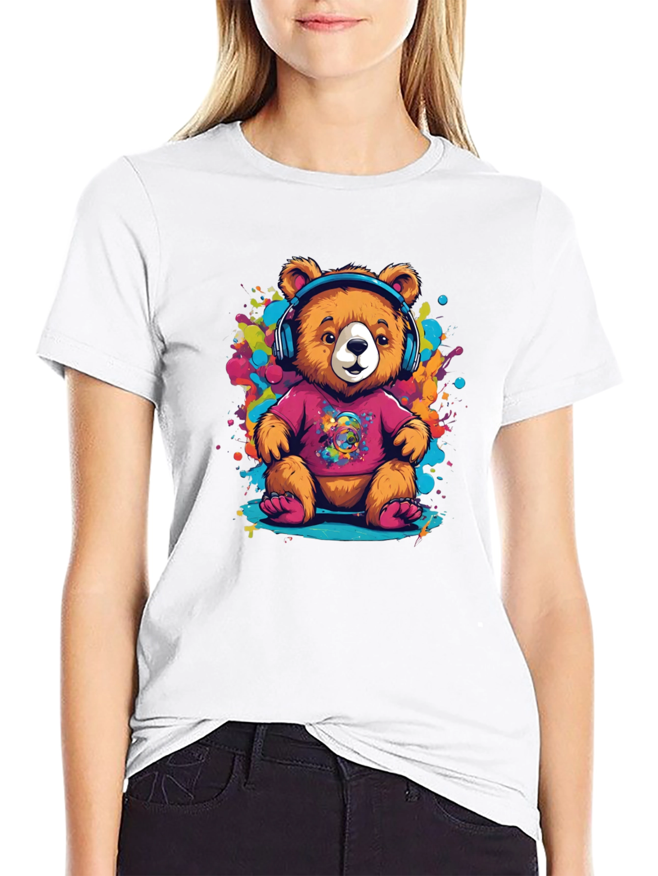 Cool Bear in Headphones Graphic Tee