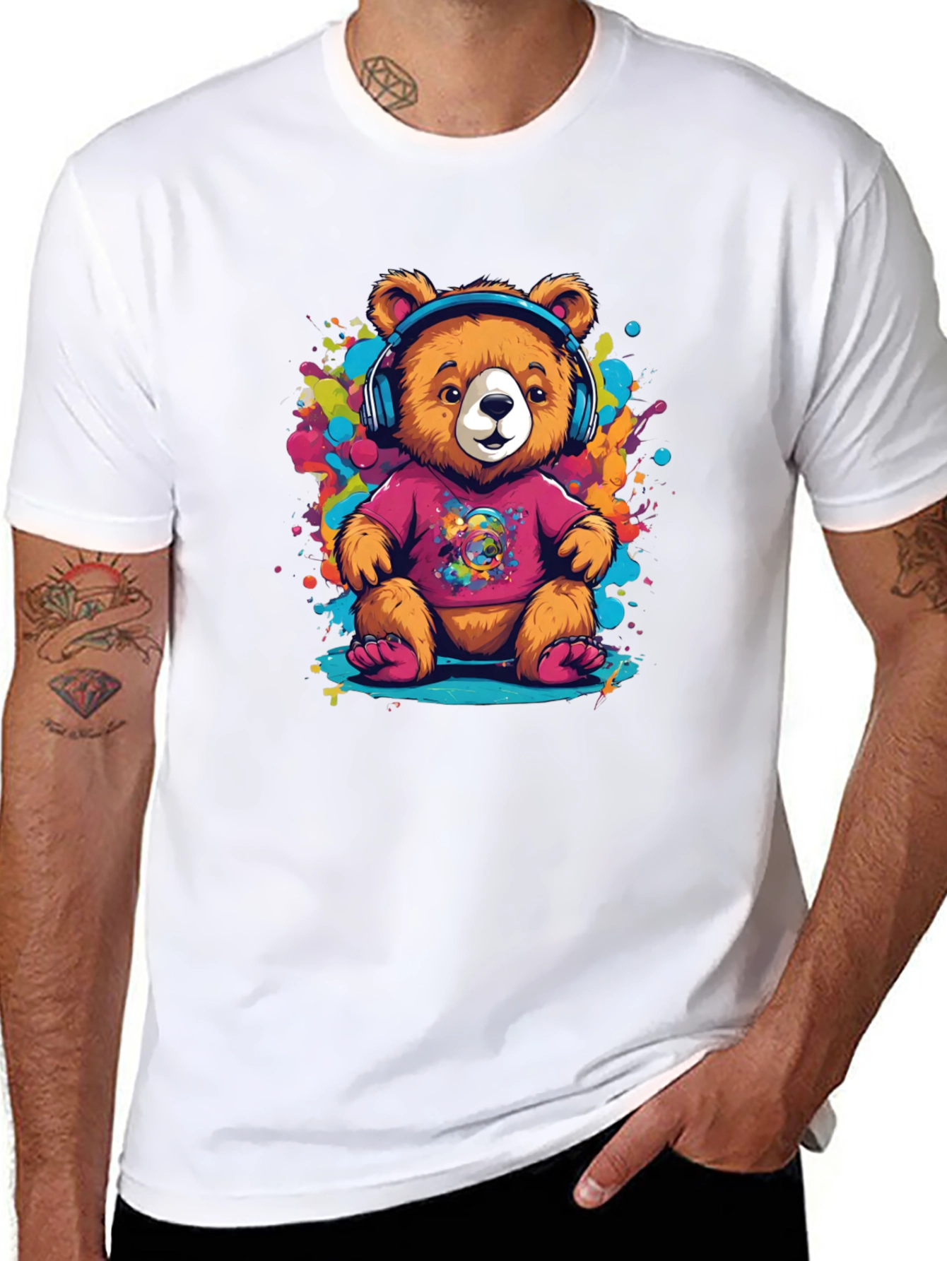 Cool Bear in Headphones Graphic Tee