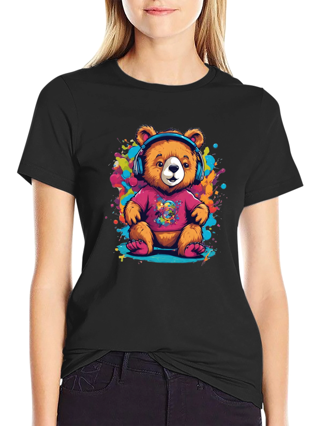 Cool Bear in Headphones Graphic Tee
