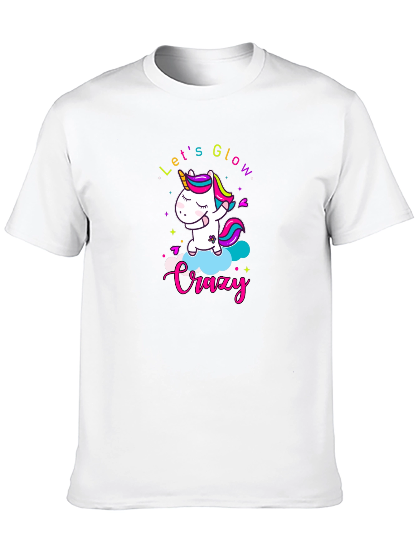 Lets Glow Crazy Unicorn Black T-Shirt