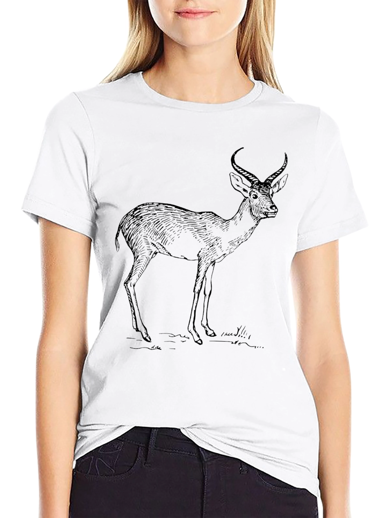 Deer Sketch Graphic Tee - Black Unisex T-Shirt
