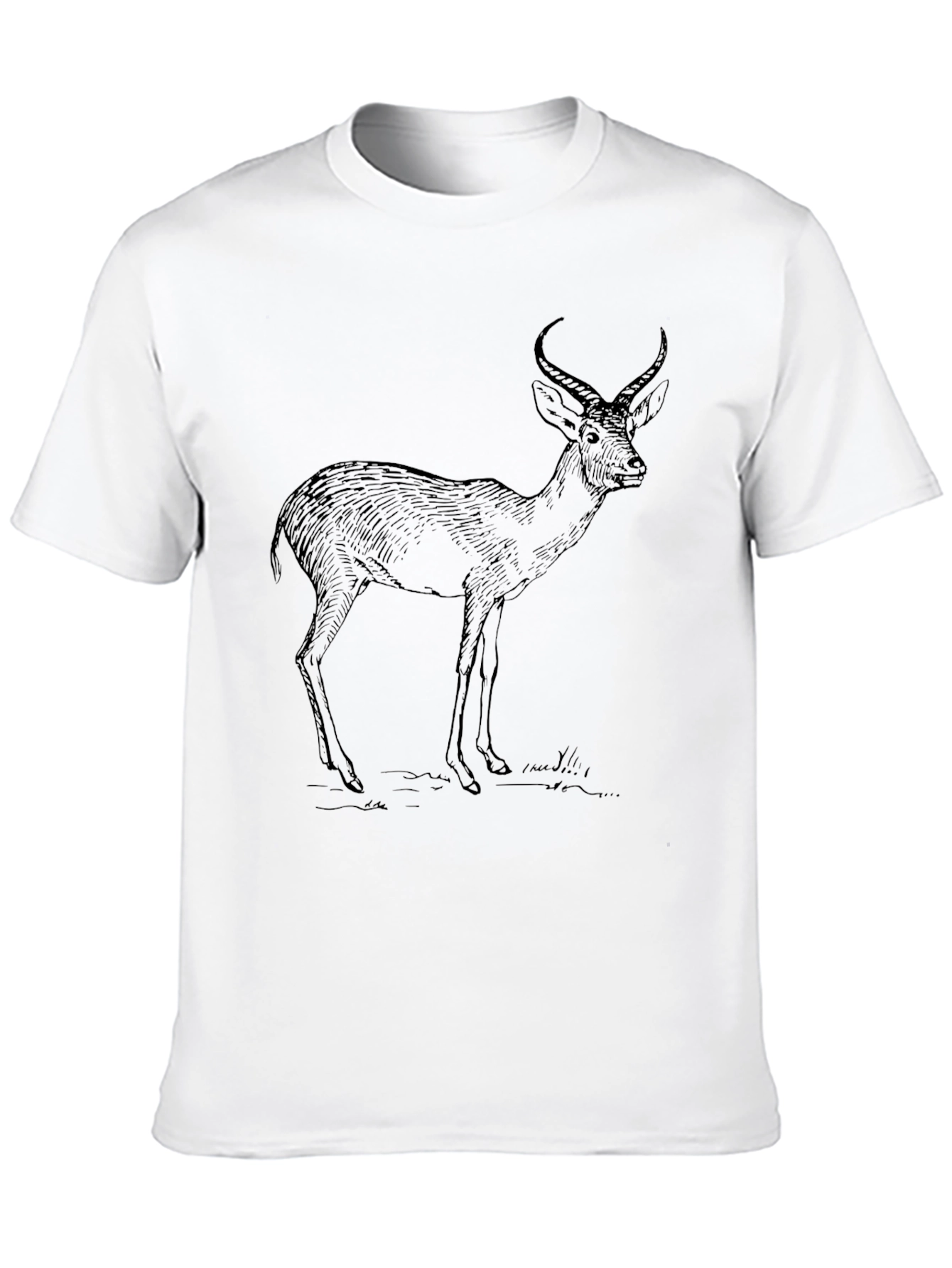Deer Sketch Graphic Tee - Black Unisex T-Shirt