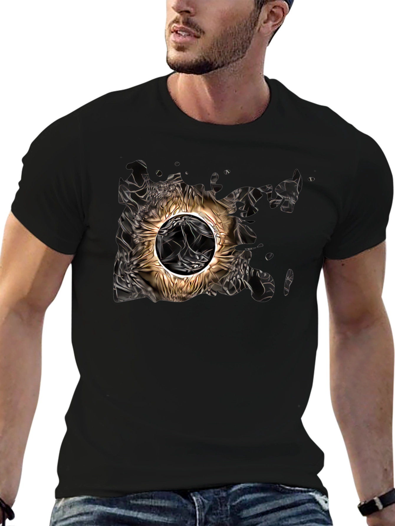 Abstract Sun Graphic Tee - Black