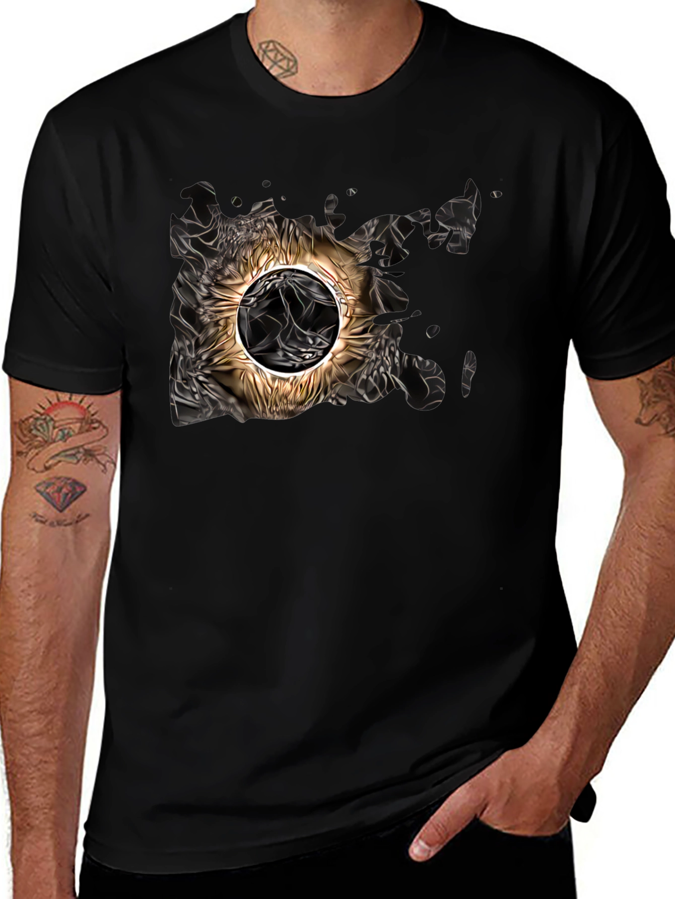 Abstract Sun Graphic Tee - Black
