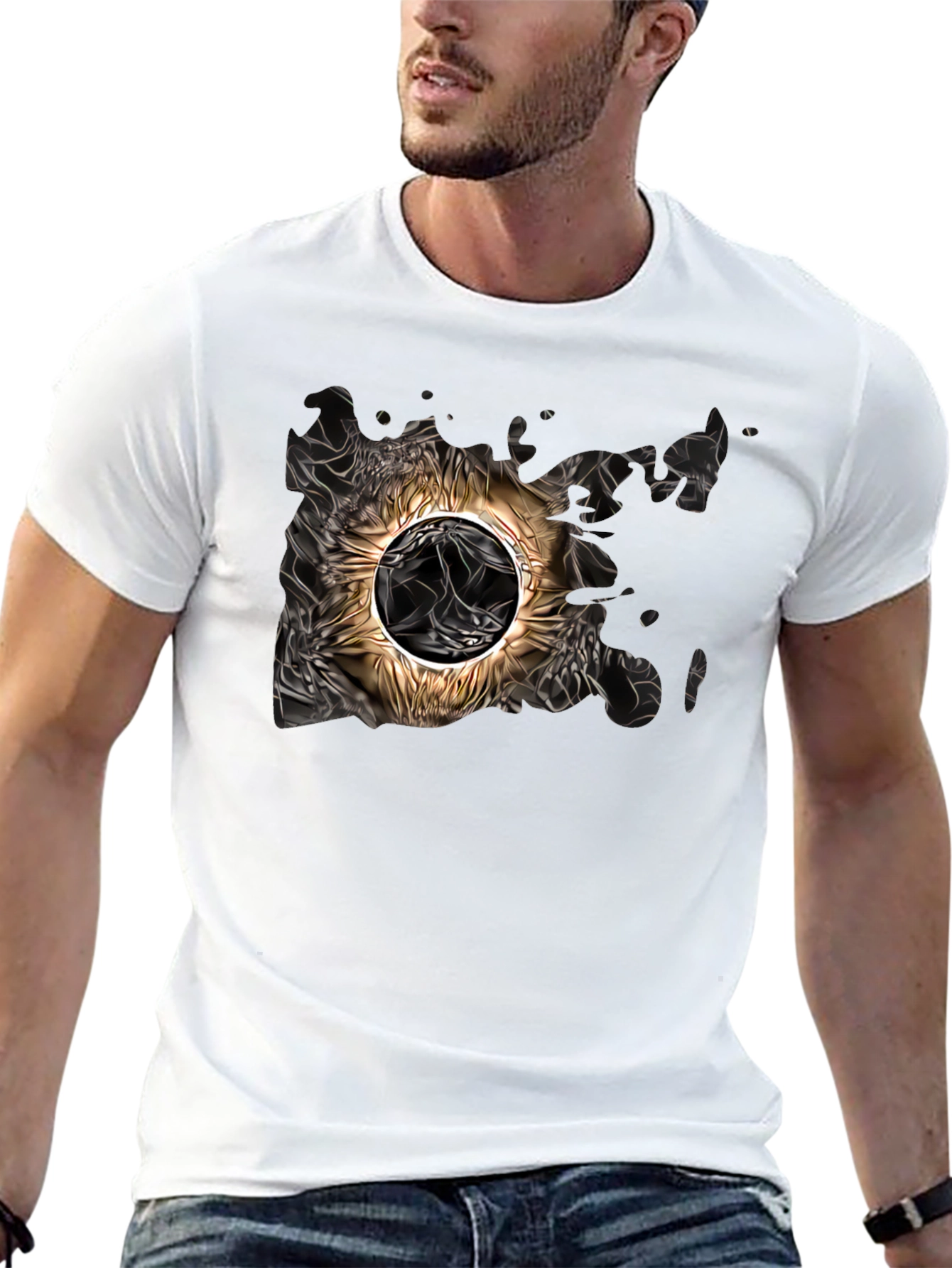 Abstract Sun Graphic Tee - Black