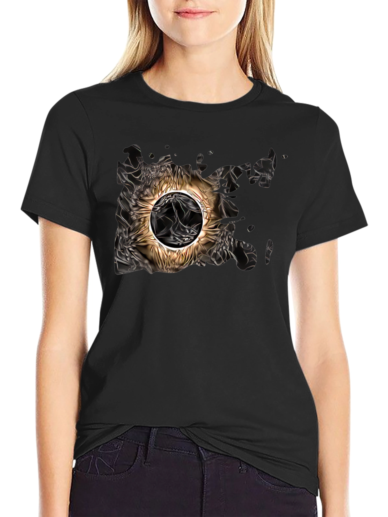 Abstract Sun Graphic Tee - Black