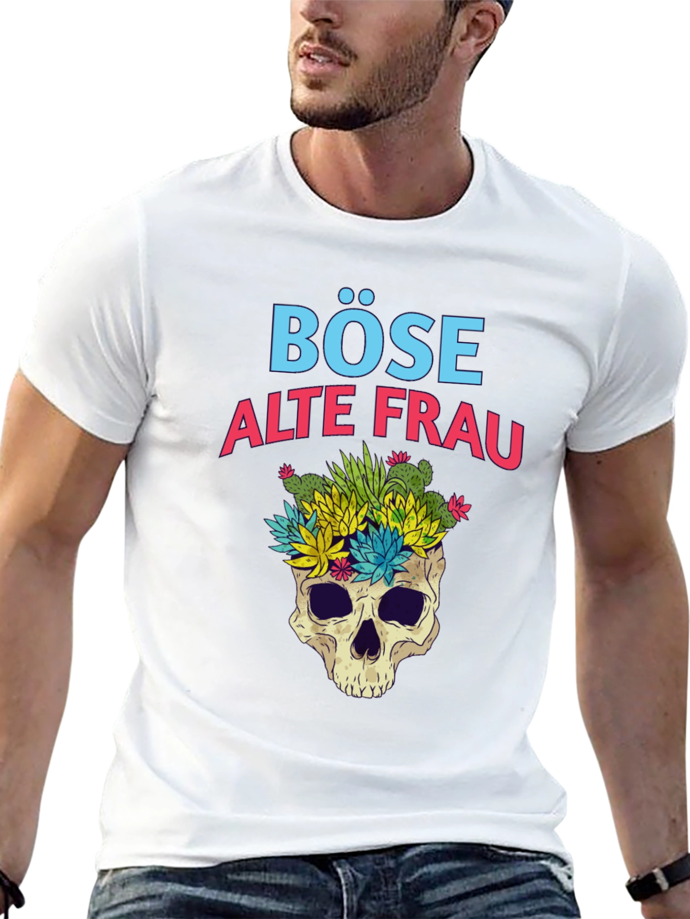 Böse Alte Frau T-Shirt - Skull & Succulents