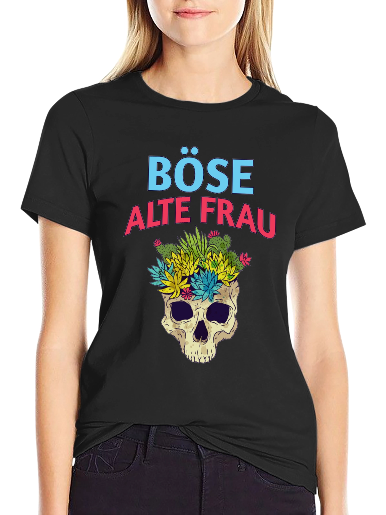 Böse Alte Frau T-Shirt - Skull & Succulents