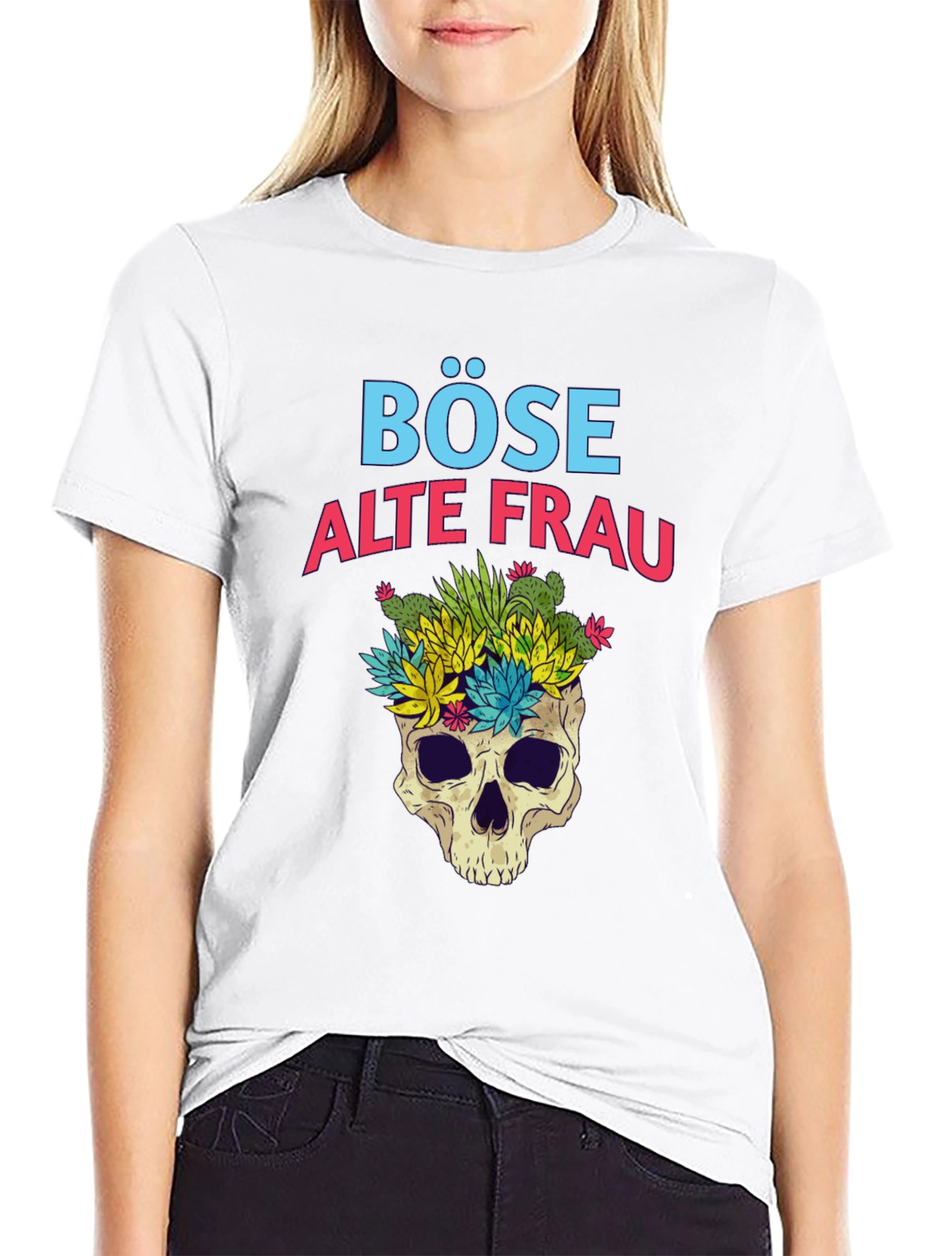 Böse Alte Frau T-Shirt - Skull & Succulents