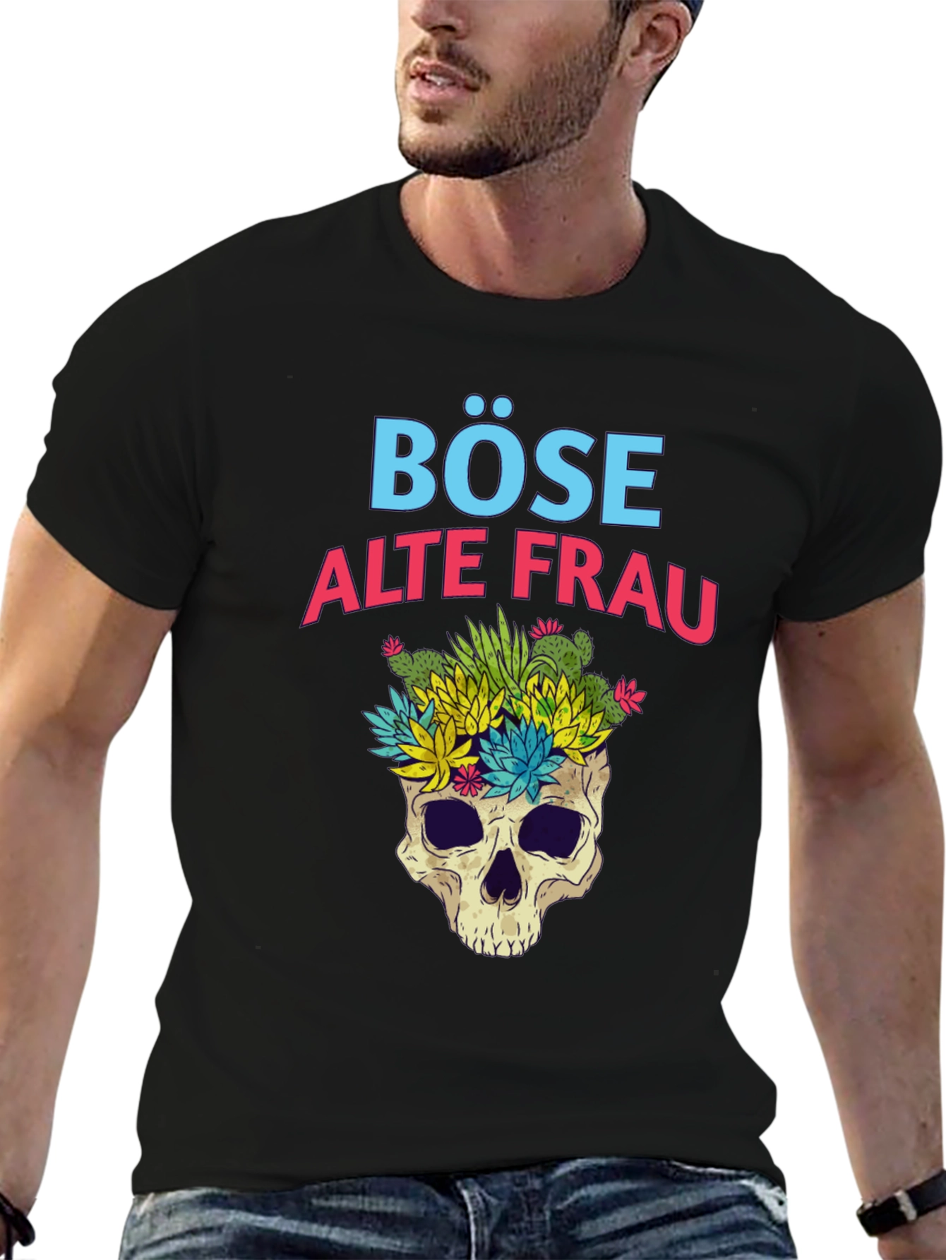 Böse Alte Frau T-Shirt - Skull & Succulents