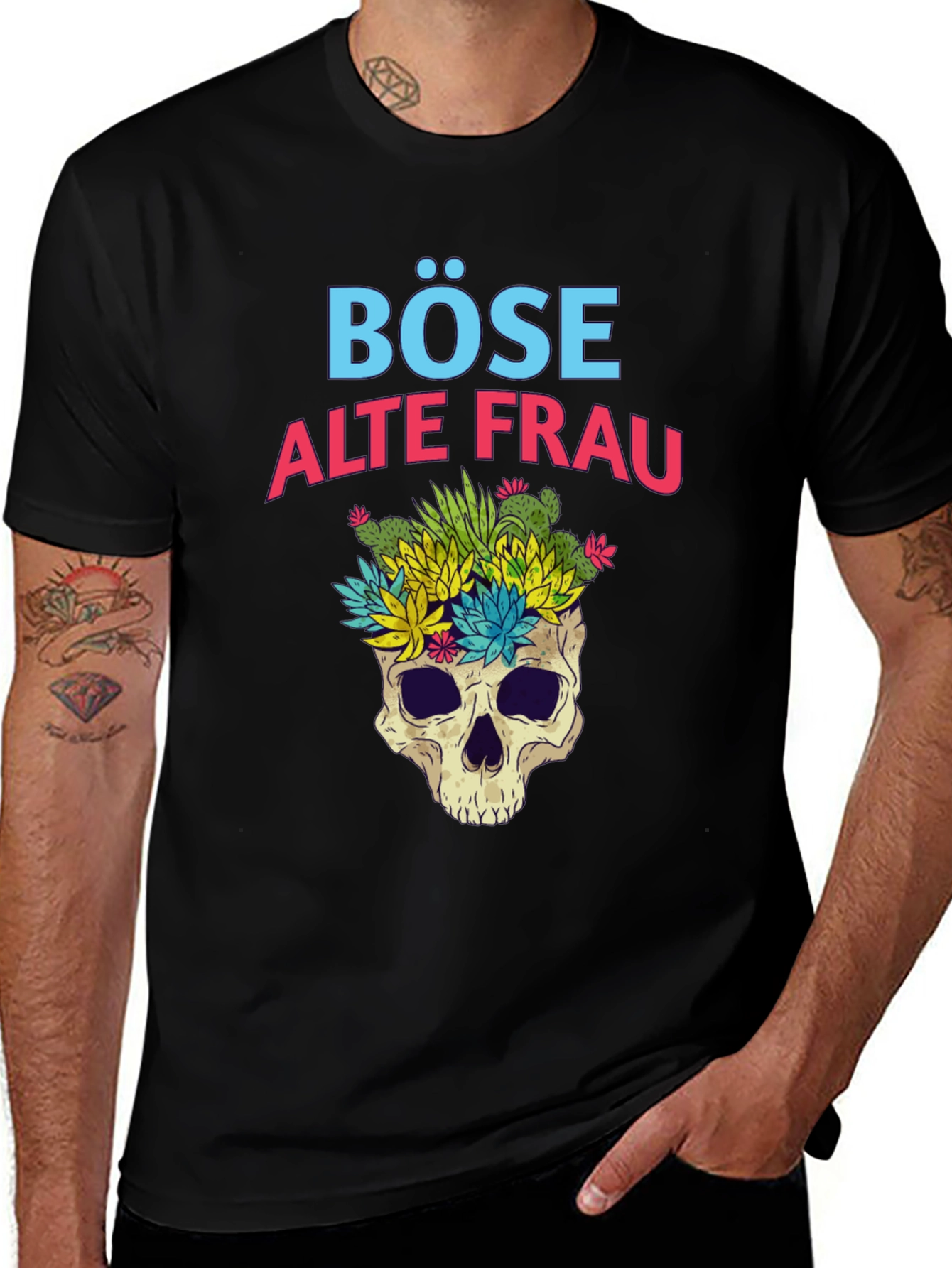 Böse Alte Frau T-Shirt - Skull & Succulents
