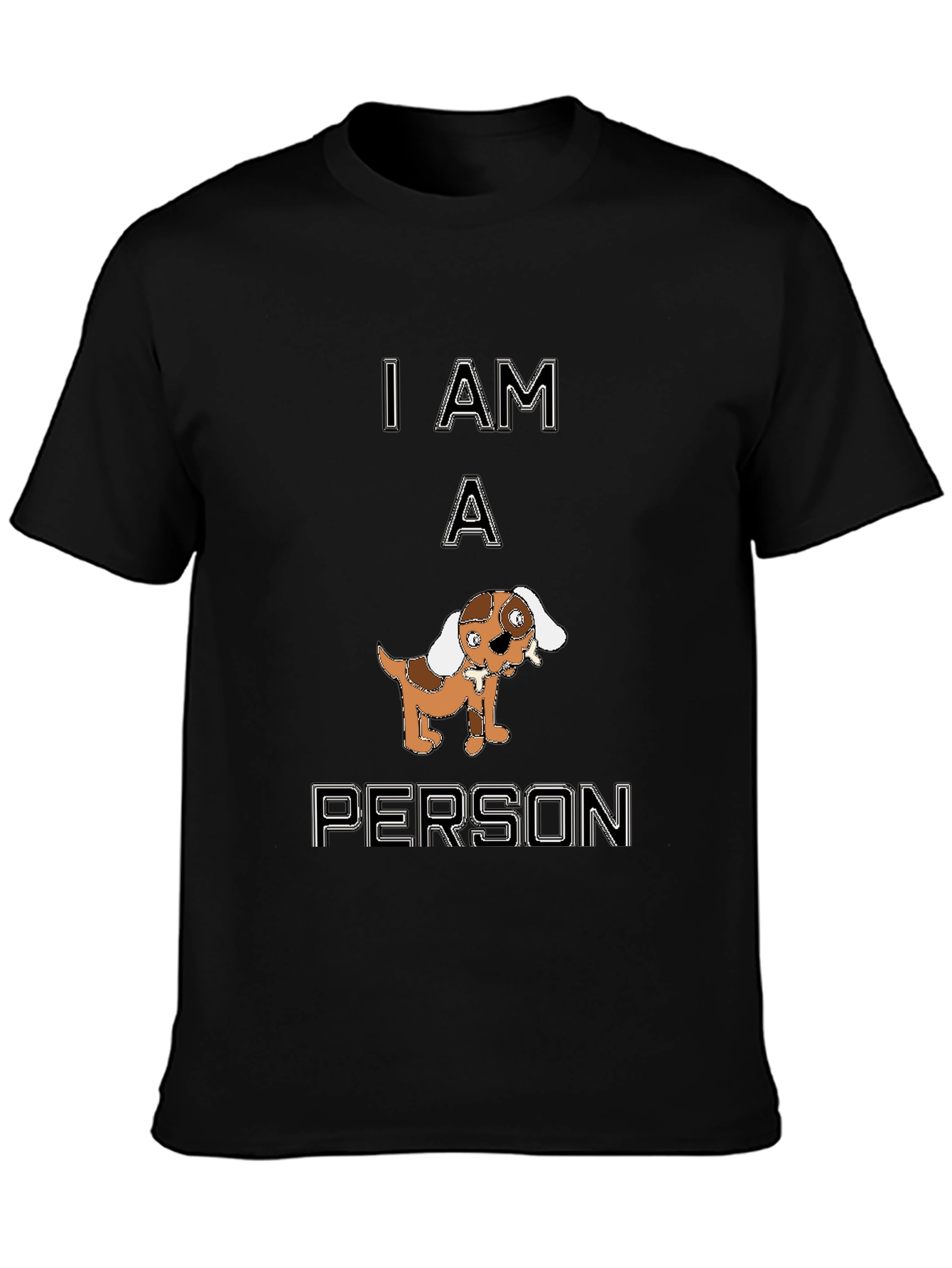 Funny I Am A Person Dog Graphic Black T-Shirt