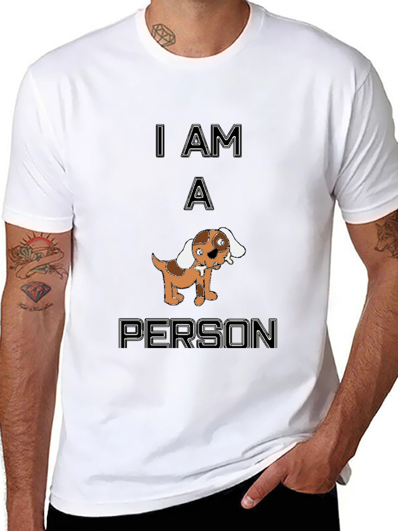 Funny I Am A Person Dog Graphic Black T-Shirt