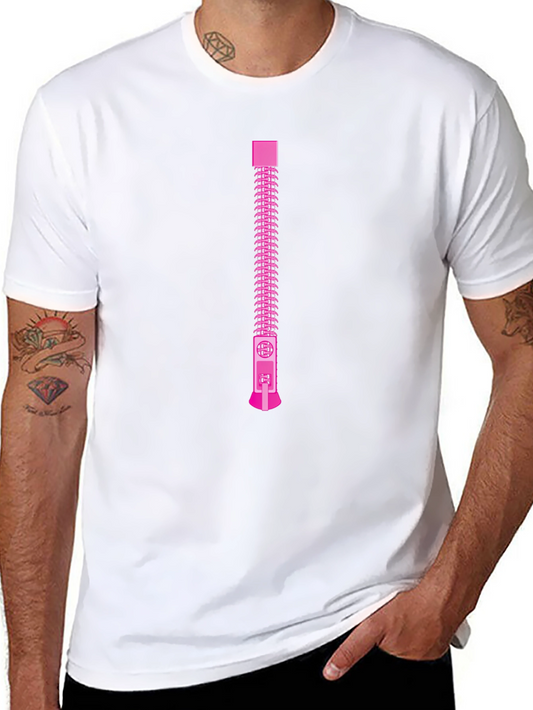 Pink Zipper Graphic Black T-Shirt
