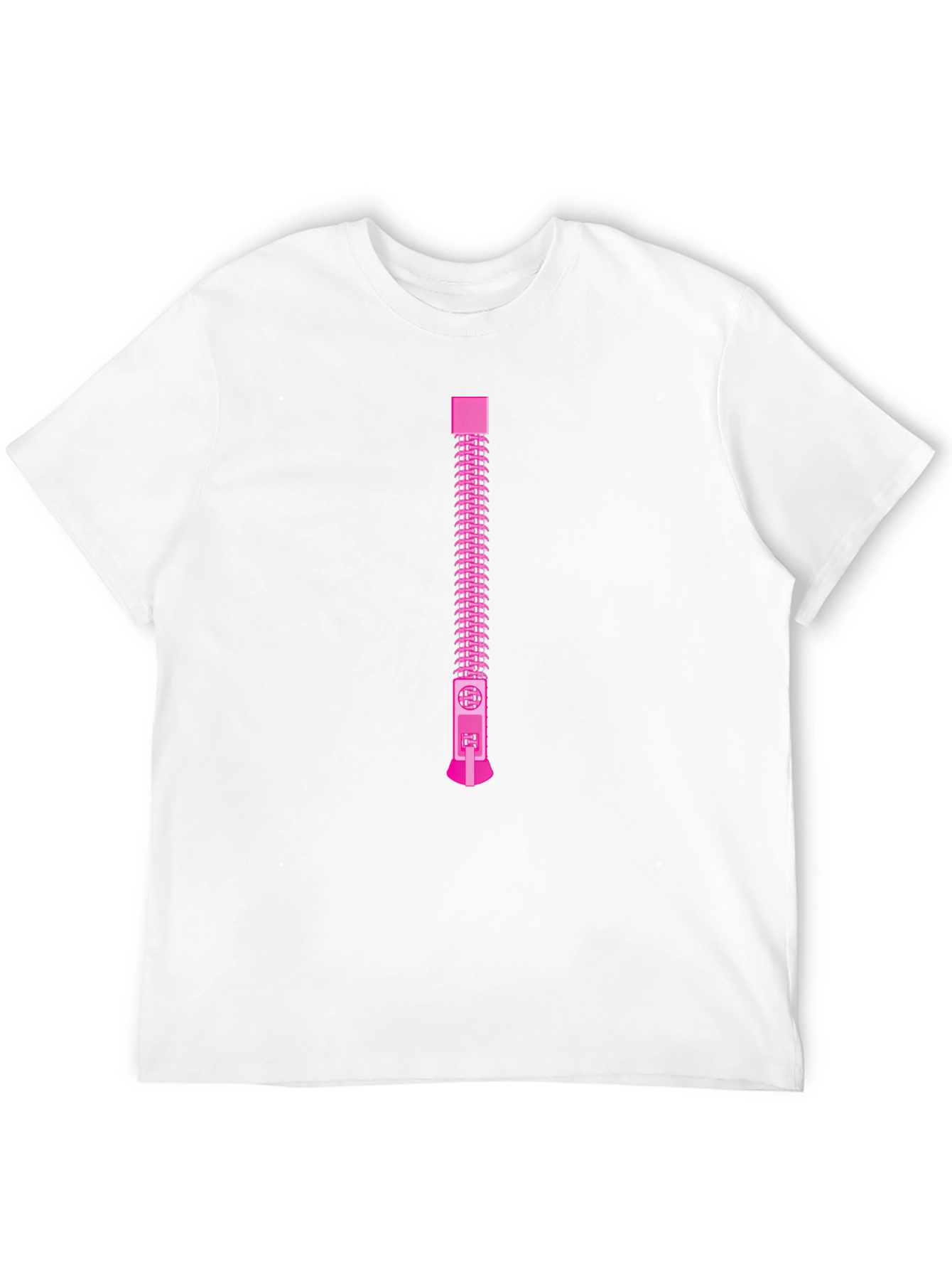 Pink Zipper Graphic Black T-Shirt