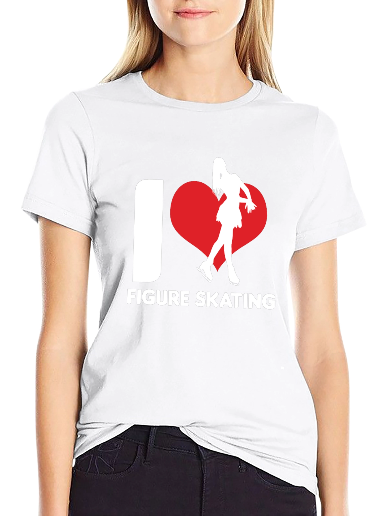 I Heart Figure Skating T-Shirt Black Cotton