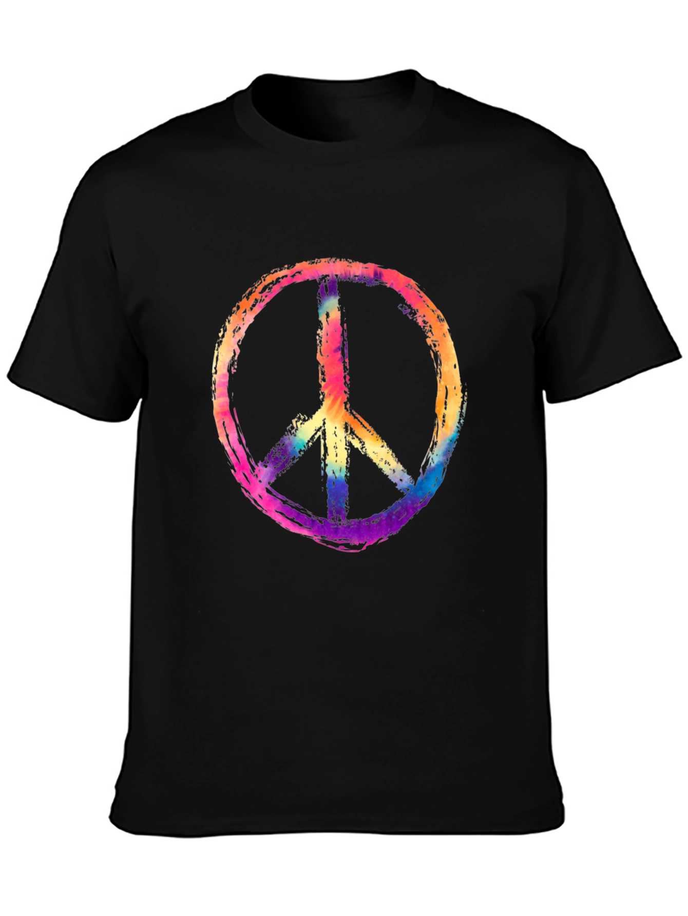 Peace Sign Graphic Tee - Rainbow Tie-Dye Design