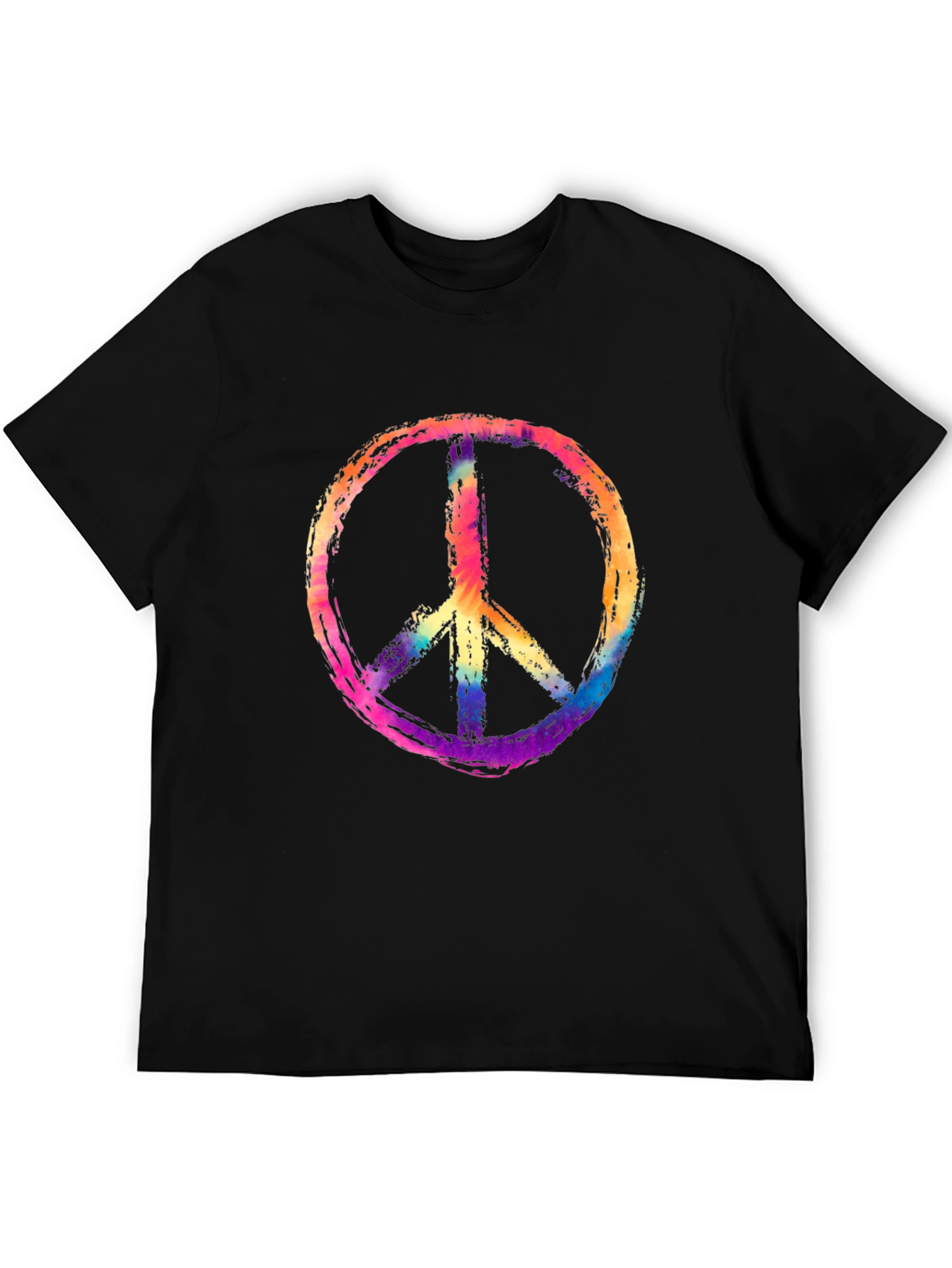 Peace Sign Graphic Tee - Rainbow Tie-Dye Design