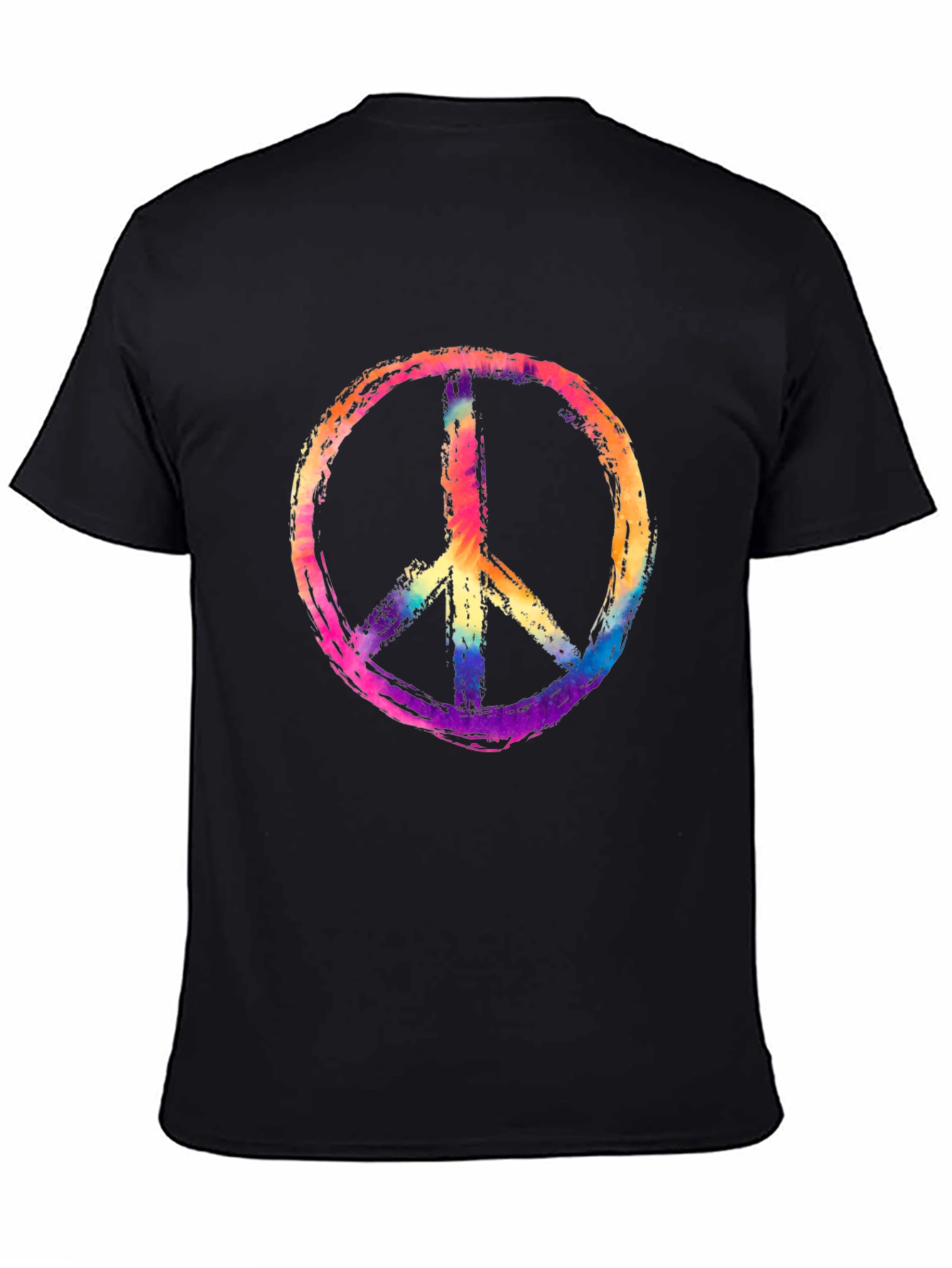 Peace Sign Graphic Tee - Rainbow Tie-Dye Design