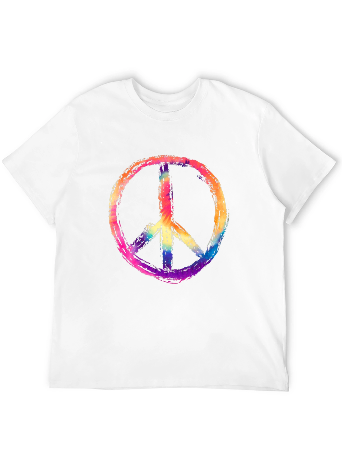 Peace Sign Graphic Tee - Rainbow Tie-Dye Design