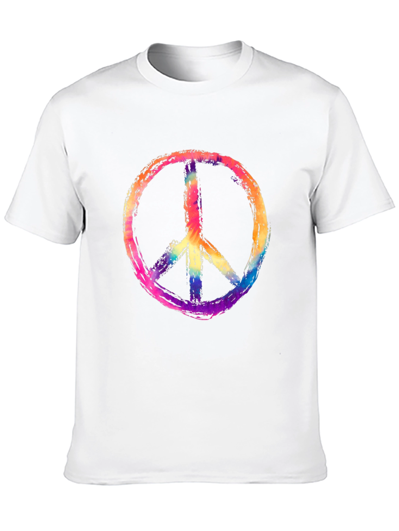 Peace Sign Graphic Tee - Rainbow Tie-Dye Design