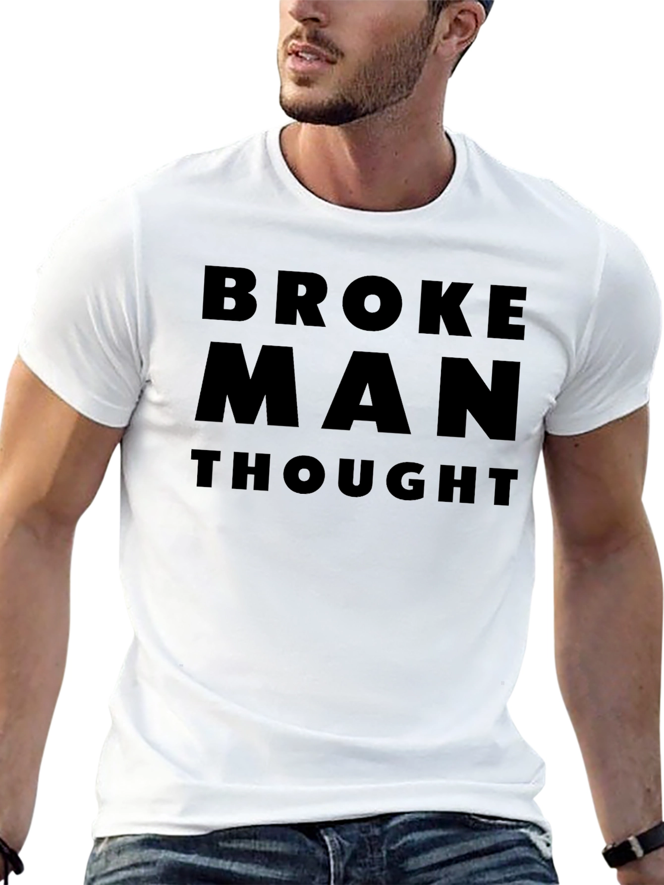 Broke Man Thought Black Graphic Tee Shirt