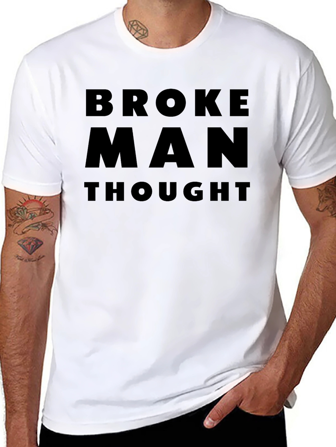Broke Man Thought Black Graphic Tee Shirt