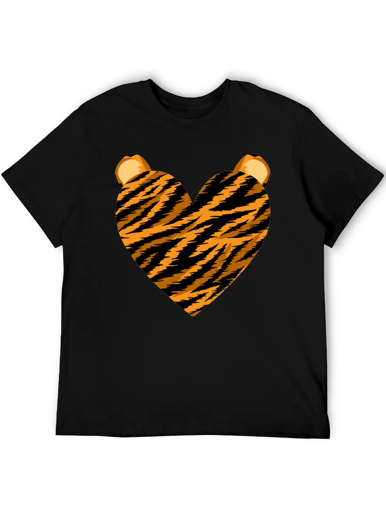 Tiger Heart Graphic Tee - Black Crew Neck
