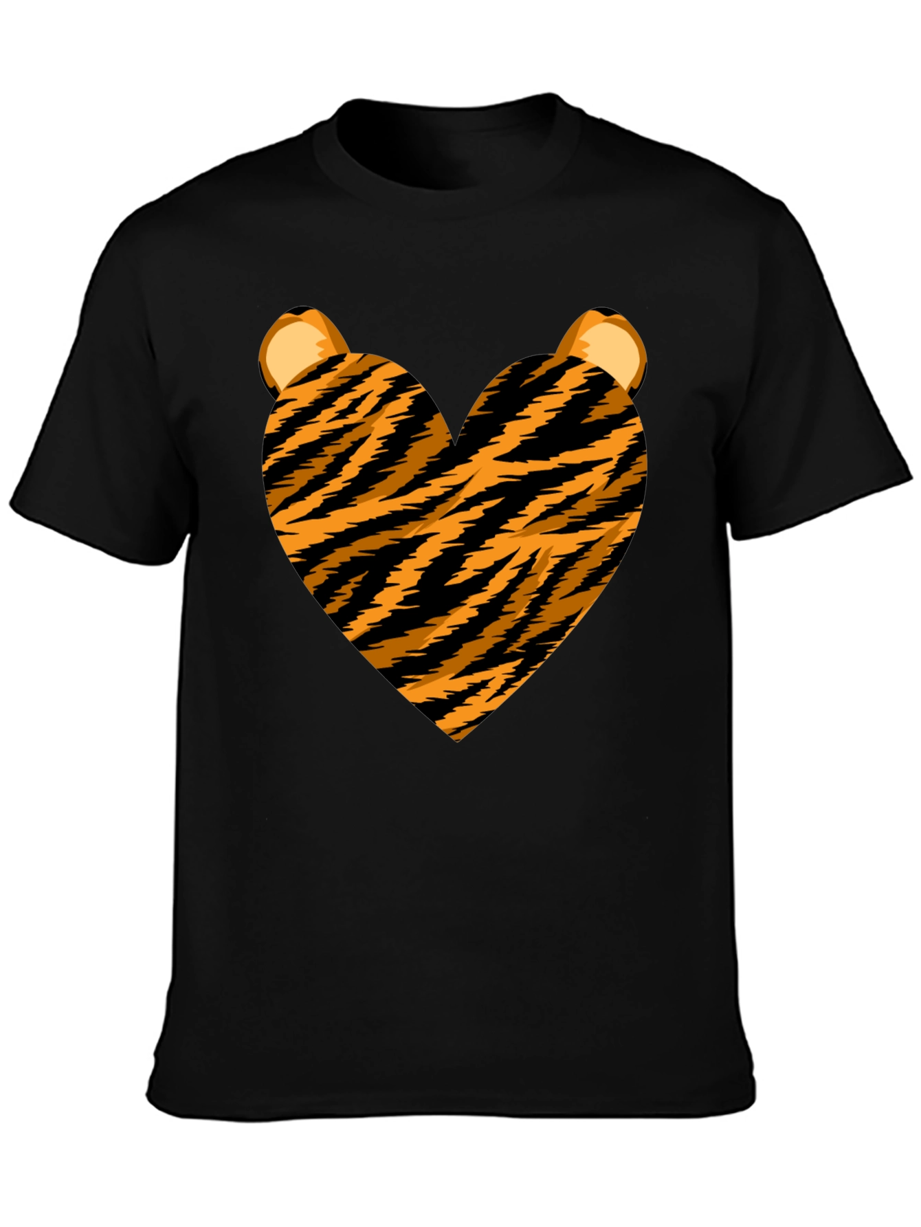 Tiger Heart Graphic Tee - Black Crew Neck