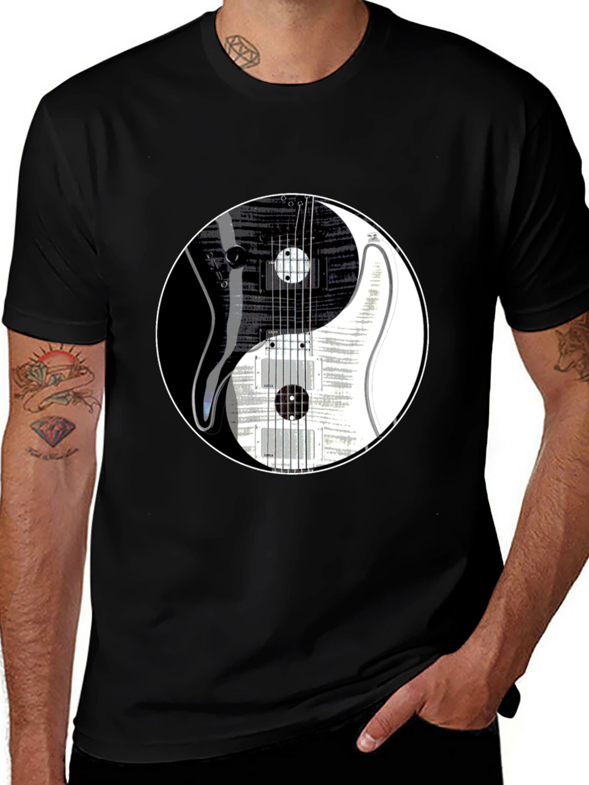 Yin Yang Guitar Graphic T-Shirt