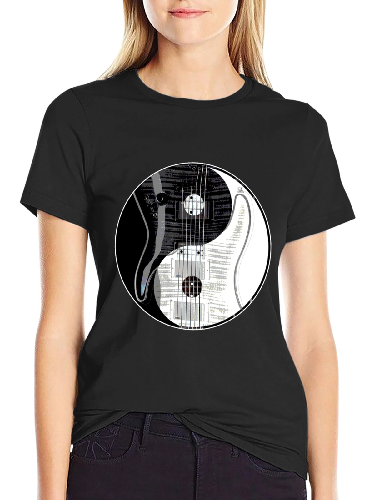 Yin Yang Guitar Graphic T-Shirt