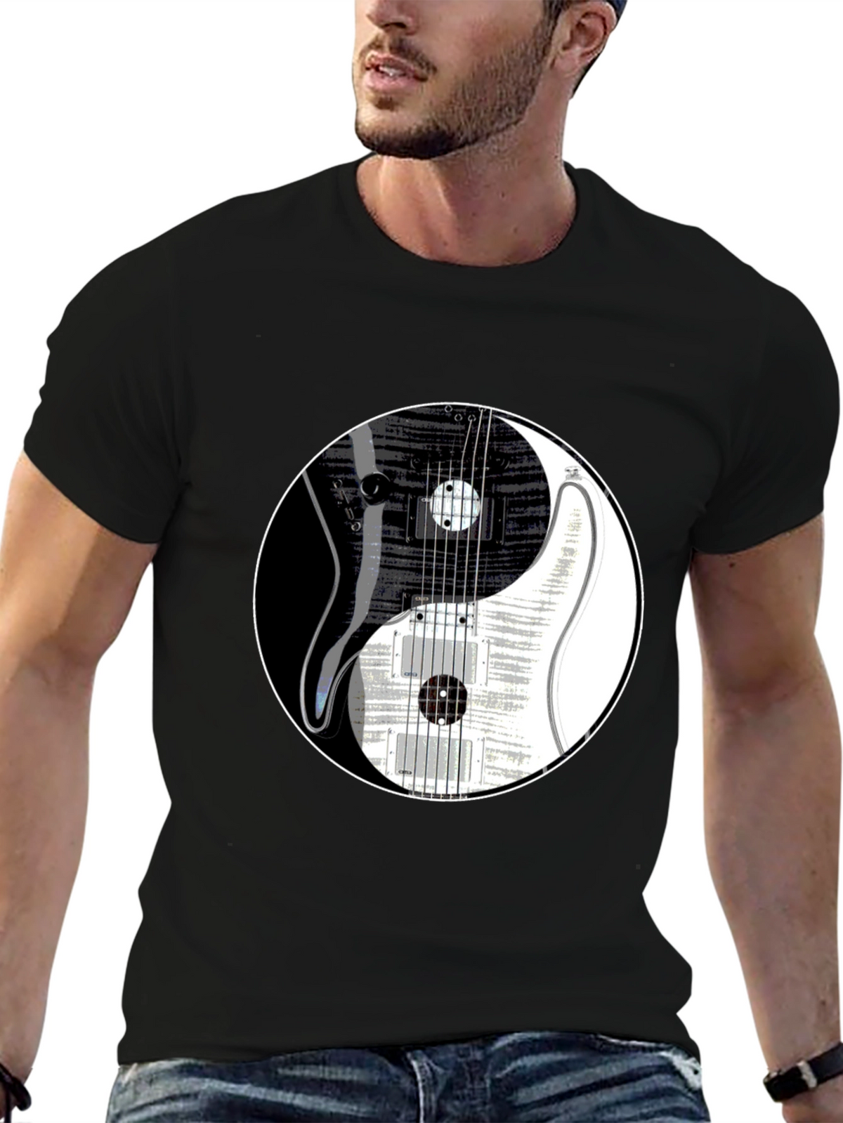 Yin Yang Guitar Graphic T-Shirt