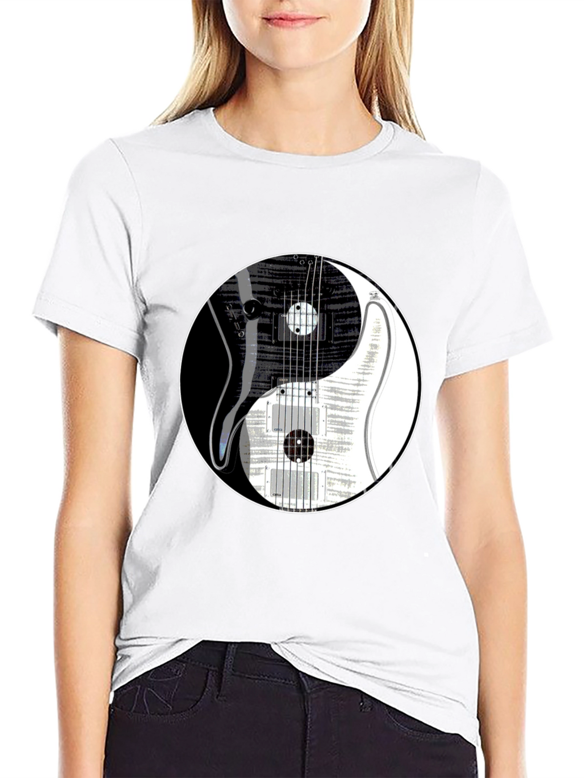 Yin Yang Guitar Graphic T-Shirt