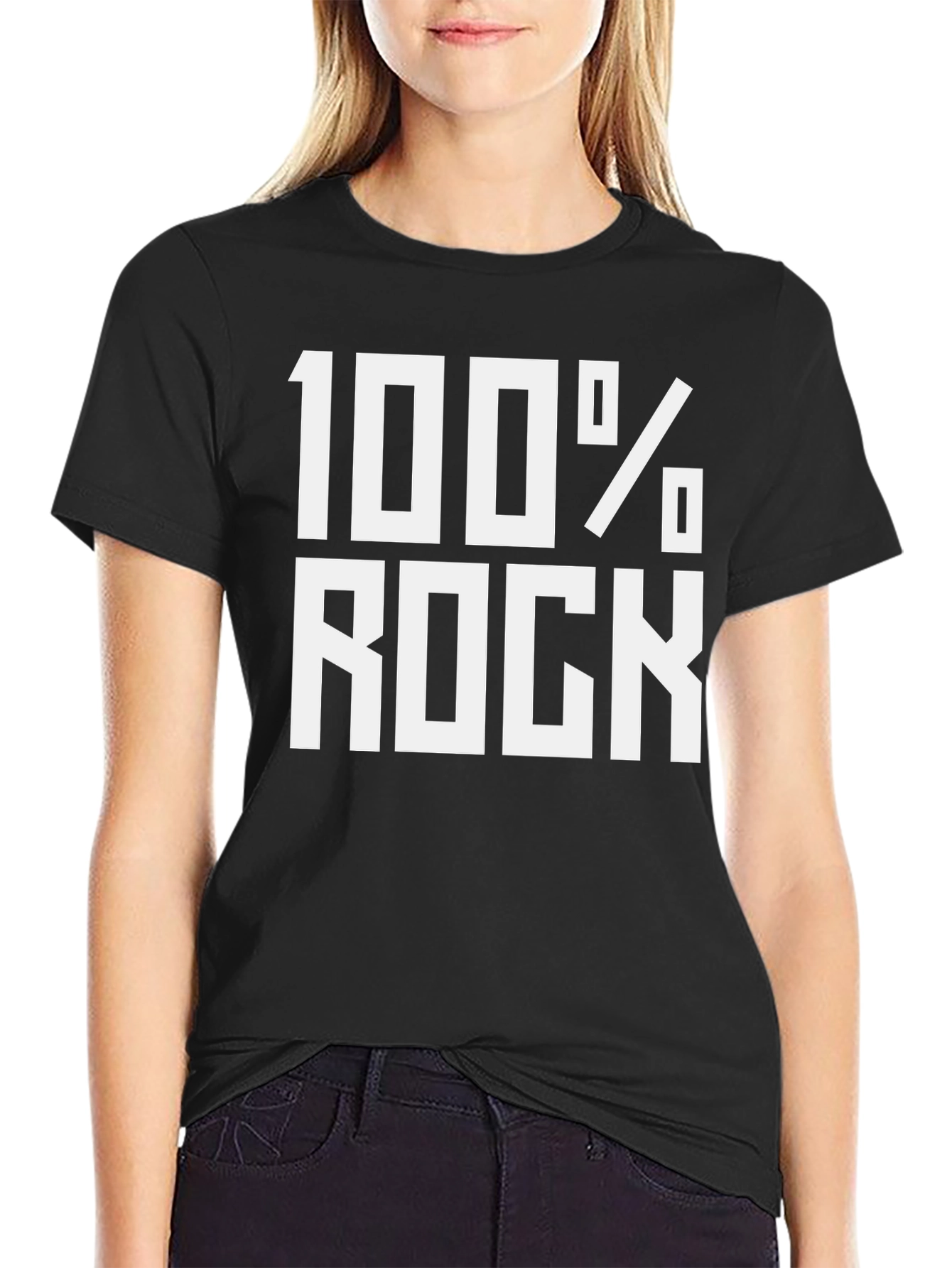 100% Rock Graphic Tee - Black Cotton