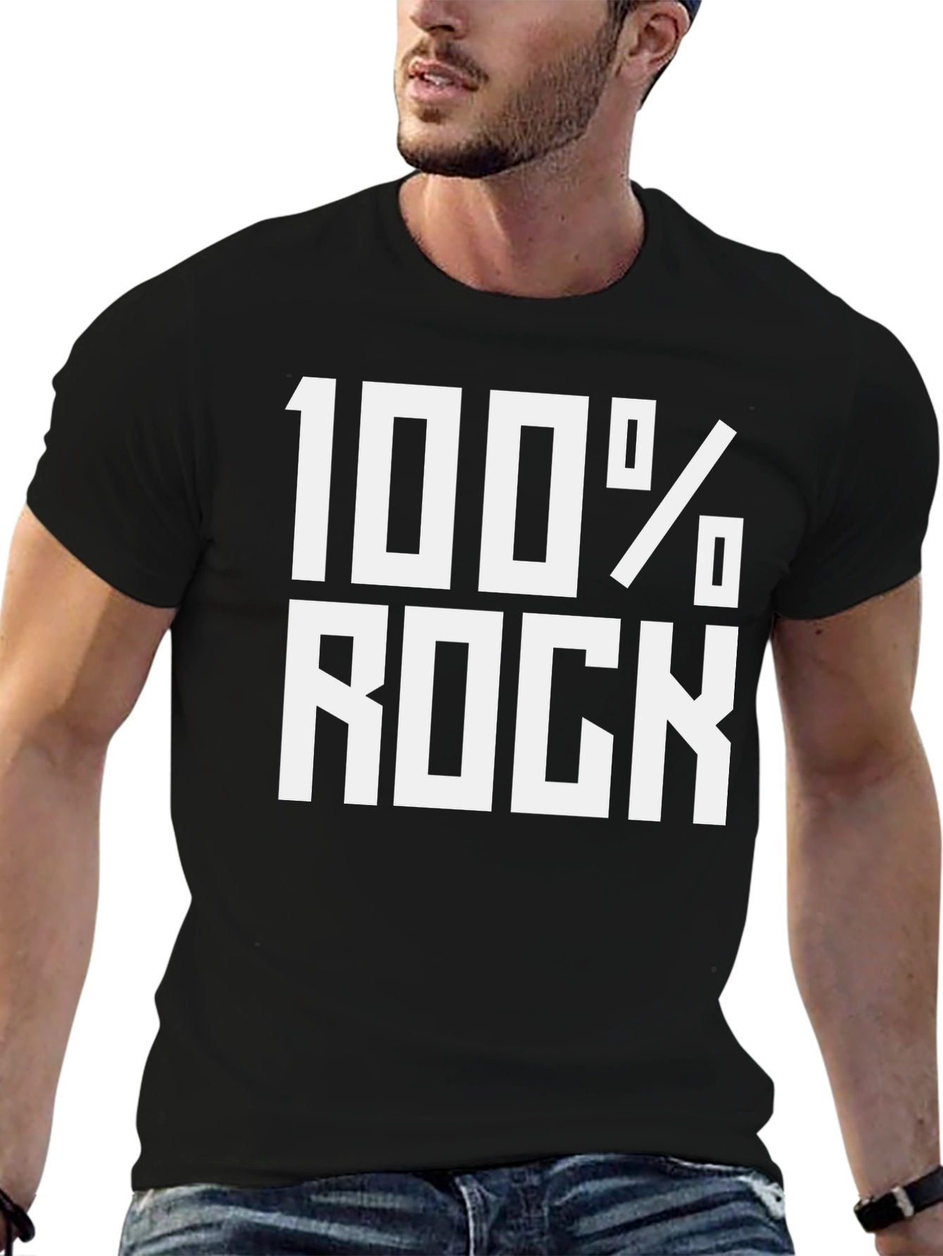 100% Rock Graphic Tee - Black Cotton