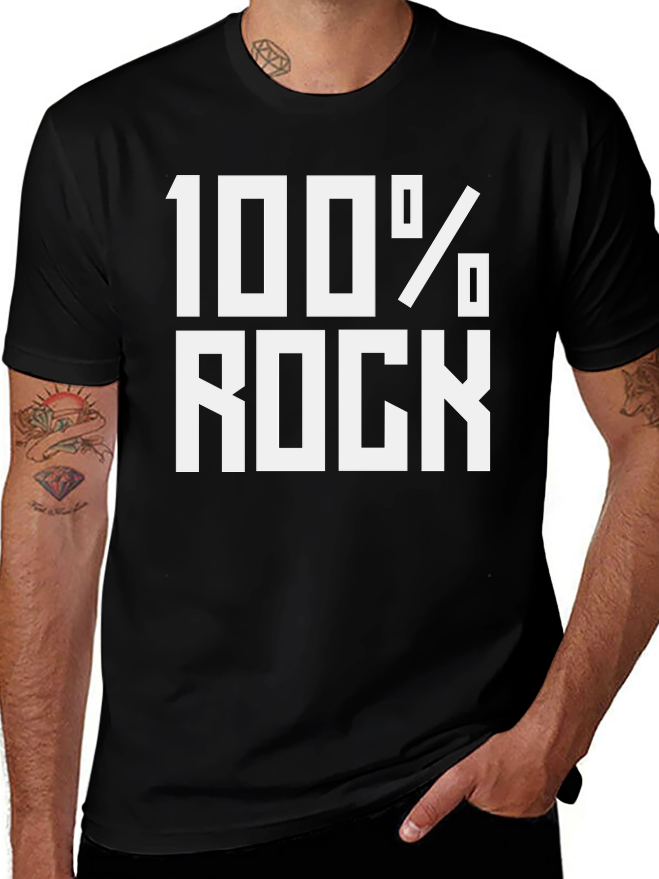 100% Rock Graphic Tee - Black Cotton