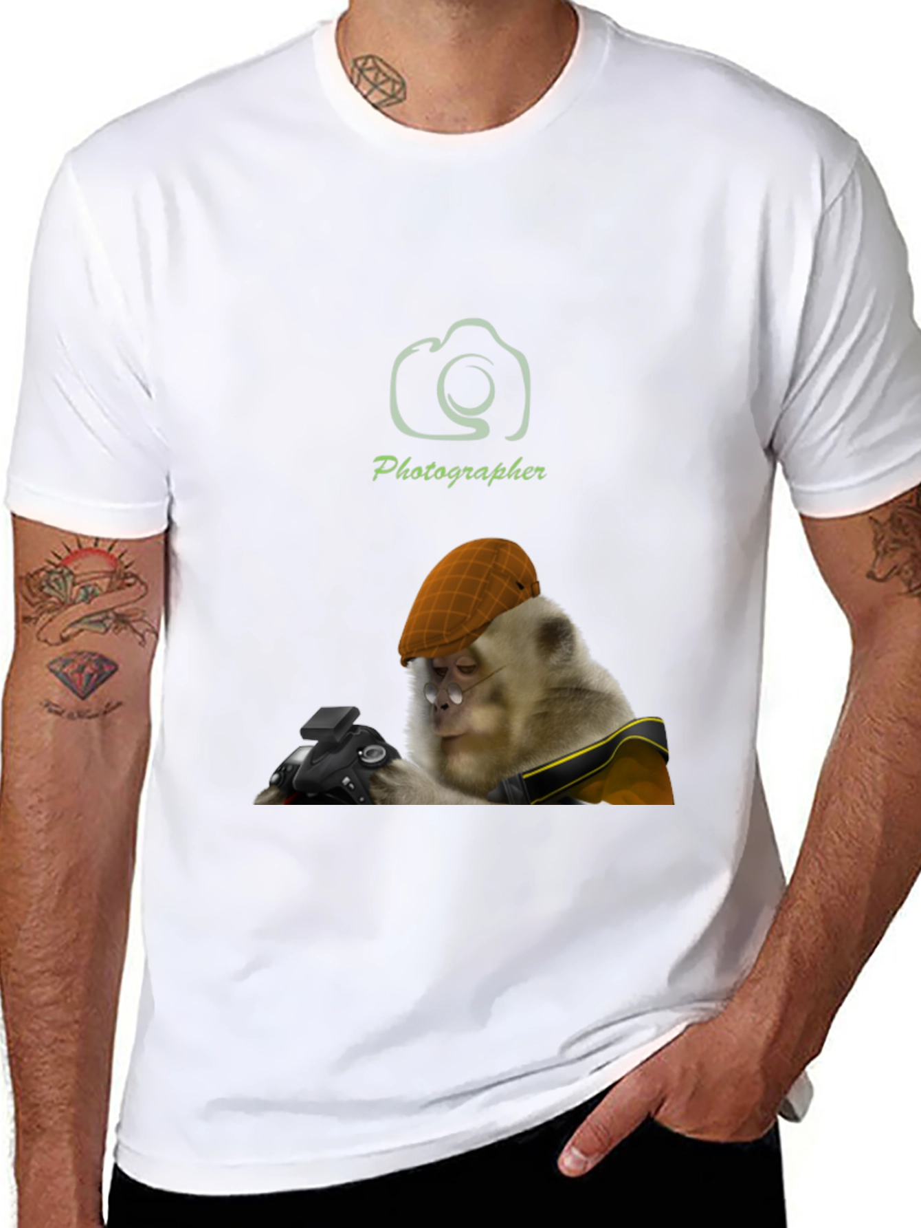 Monkey Photographer T-Shirt -  Unique Graphic Tee