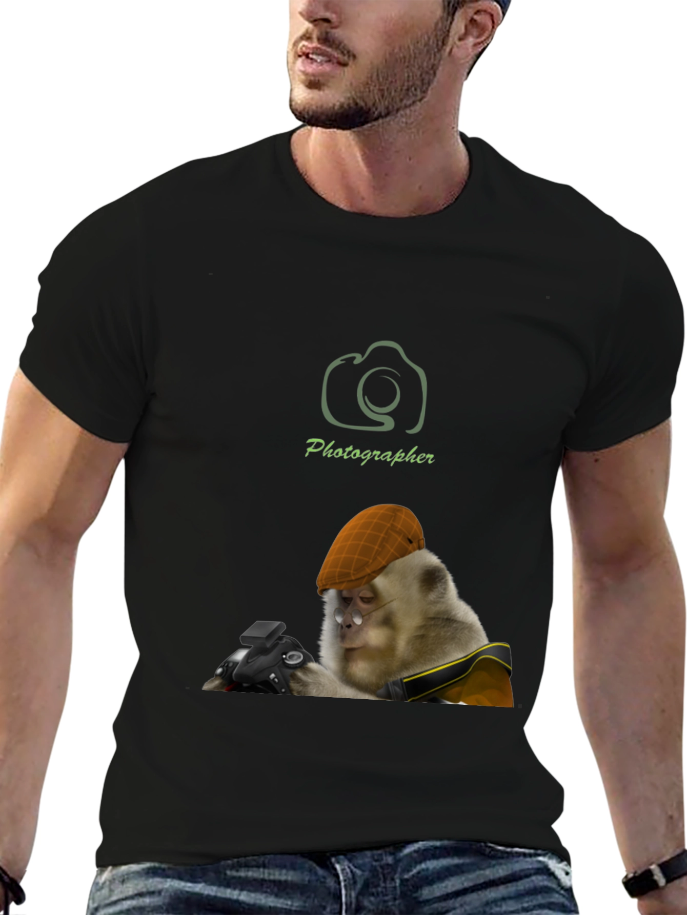Monkey Photographer T-Shirt -  Unique Graphic Tee